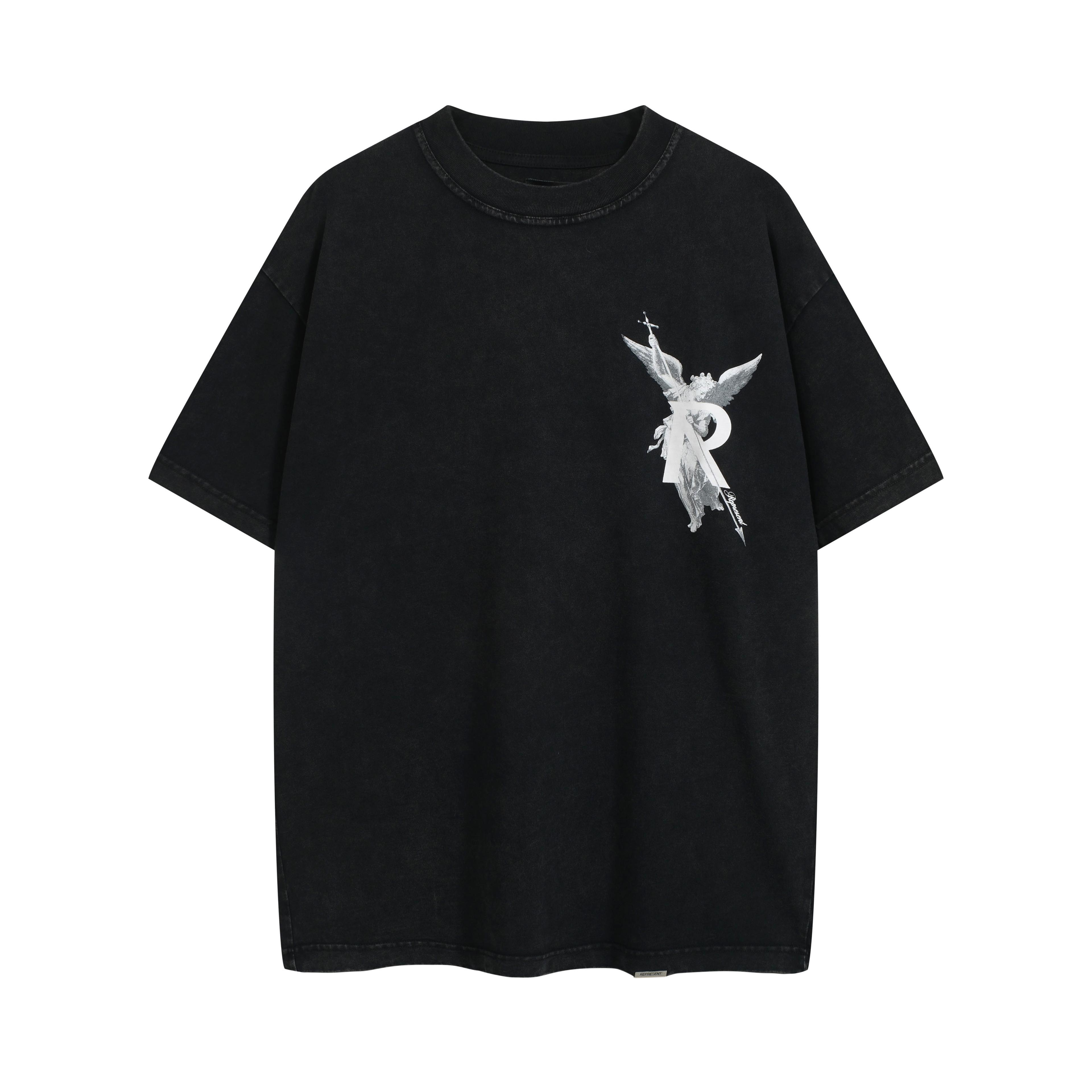 Washed Black Archangel Graphic T-Shirt - Unisex Streetwear