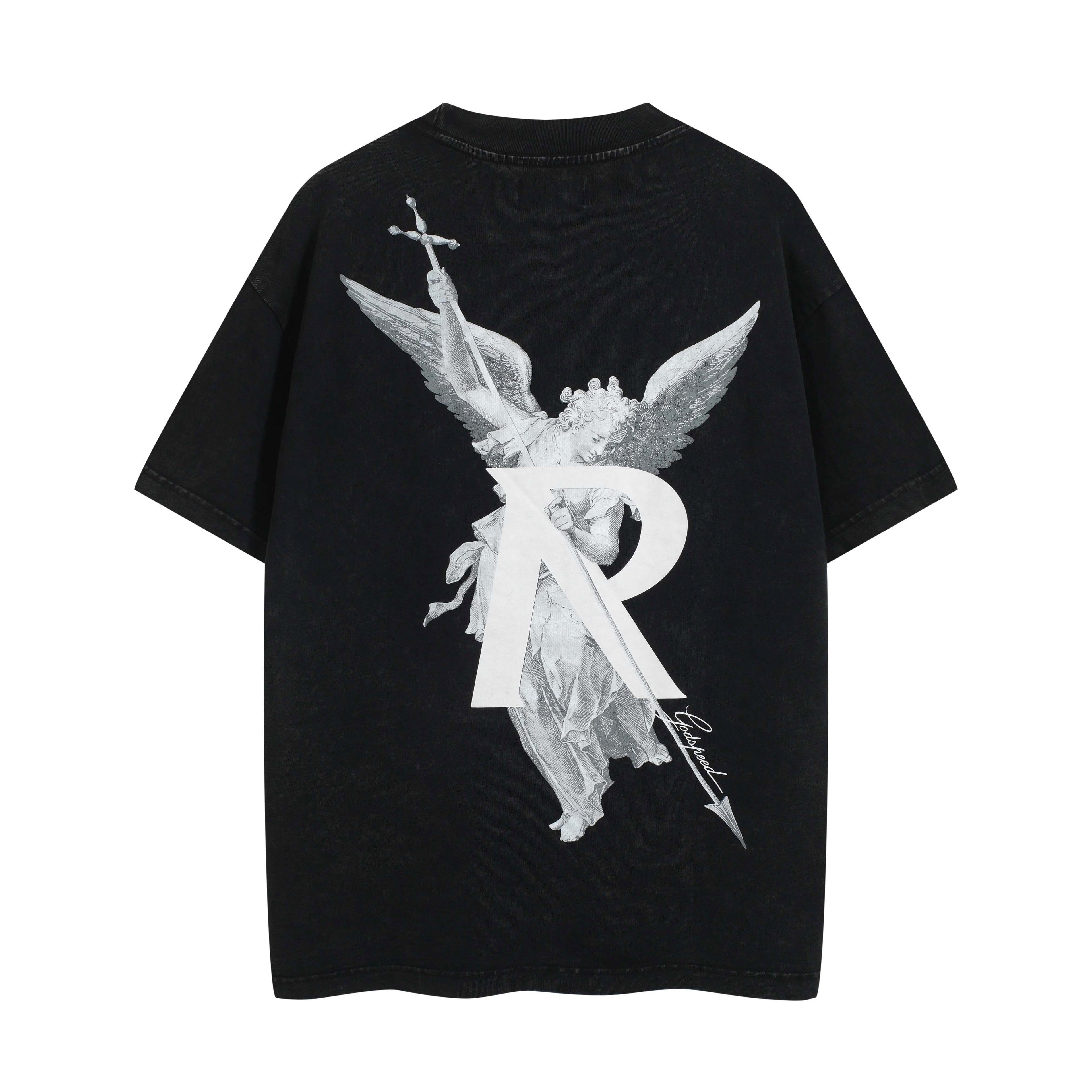 Washed Black Archangel Graphic T-Shirt - Unisex Streetwear