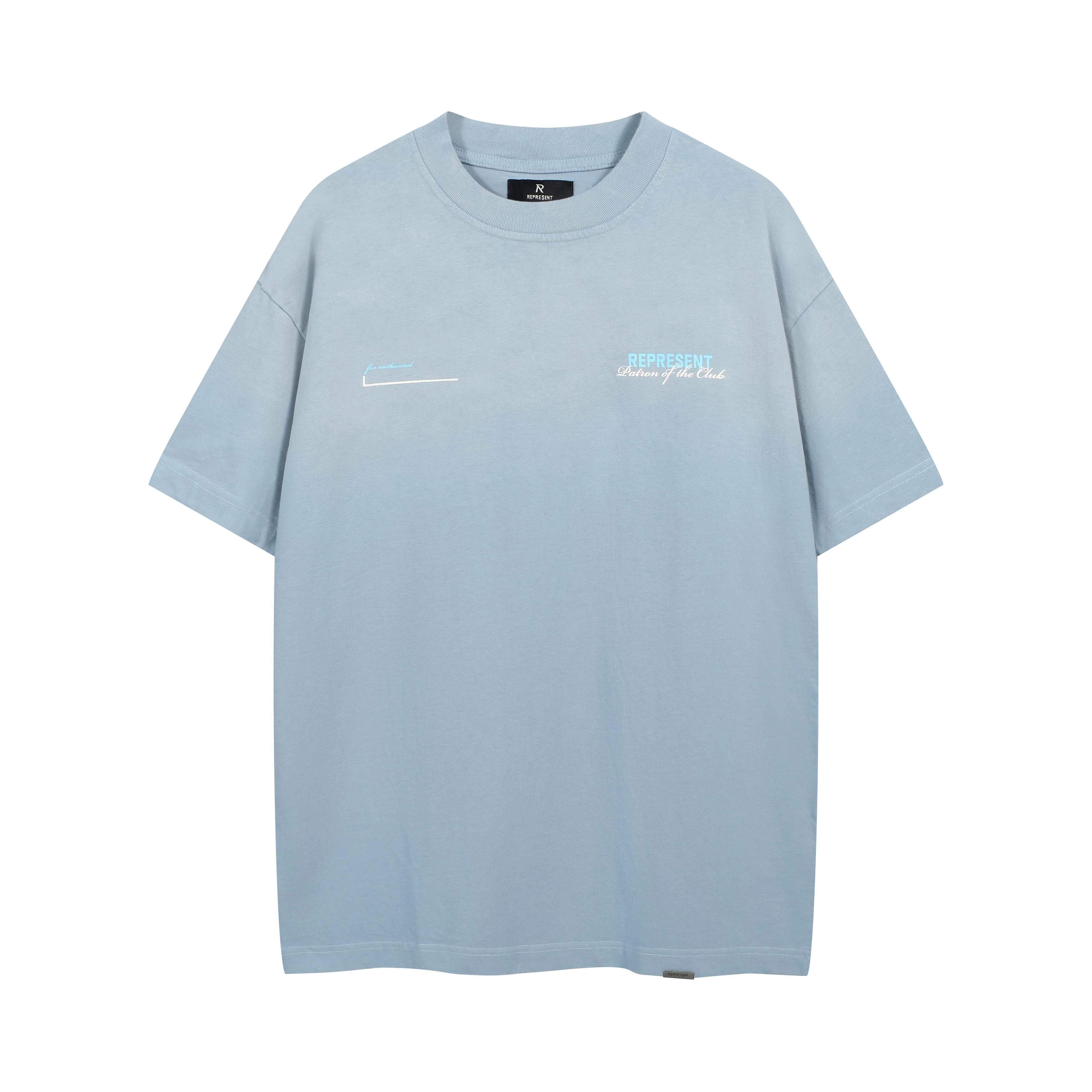 Represent Patron of the Club T-Shirt - Washed Blue Oversized