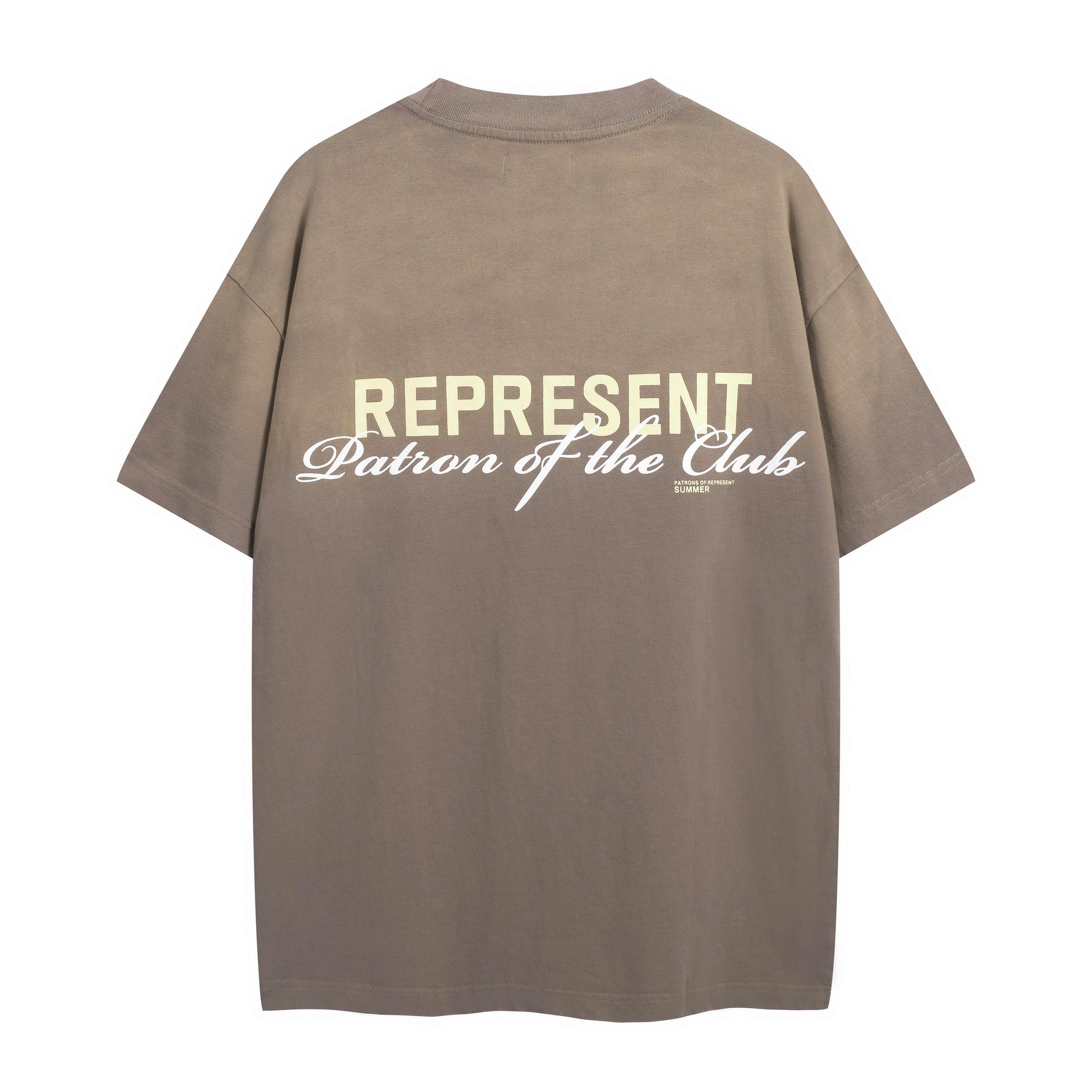Represent Patron of the Club T-Shirt - Washed Taupe Oversized