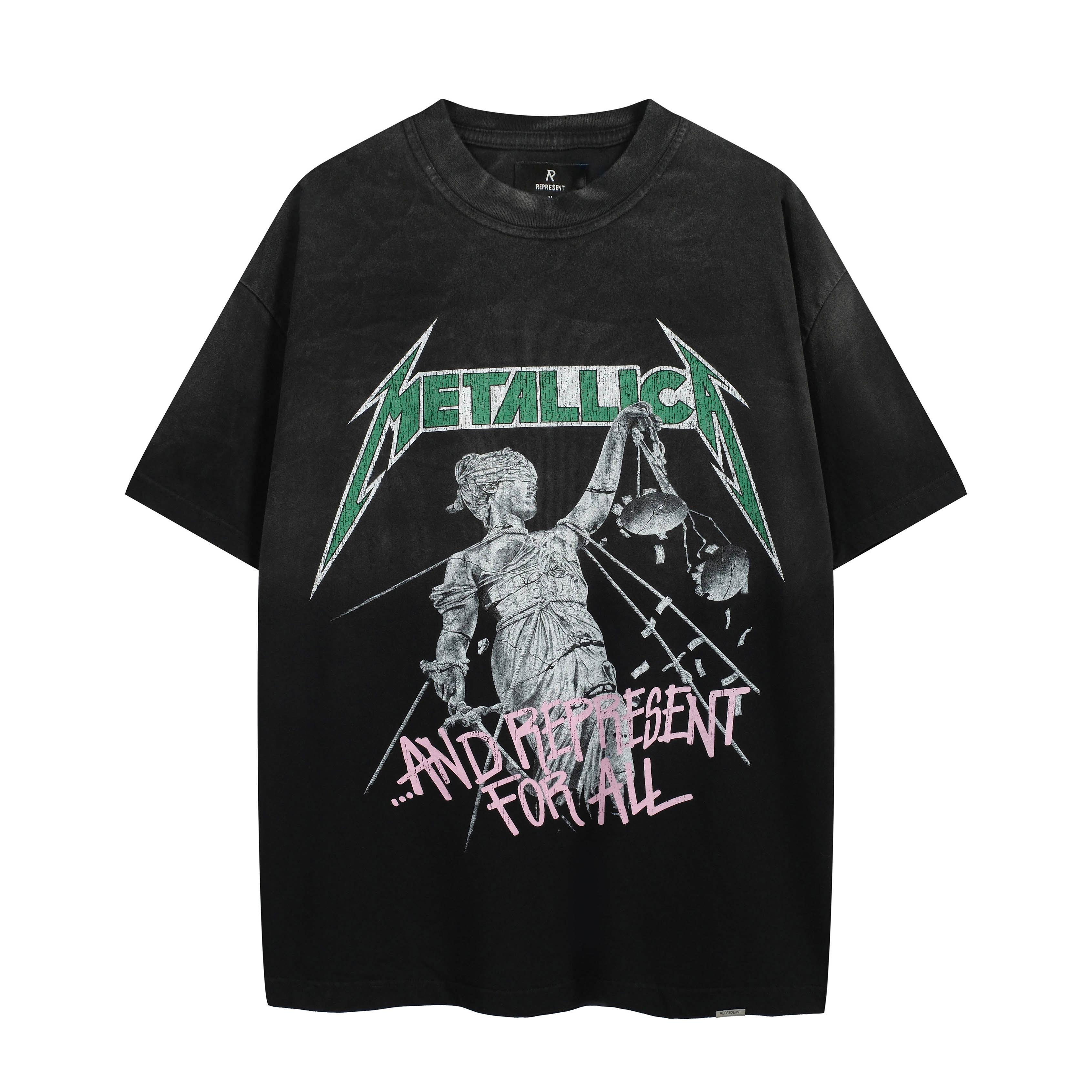 Represent Retro Graphic T-Shirt - Washed Black Oversized