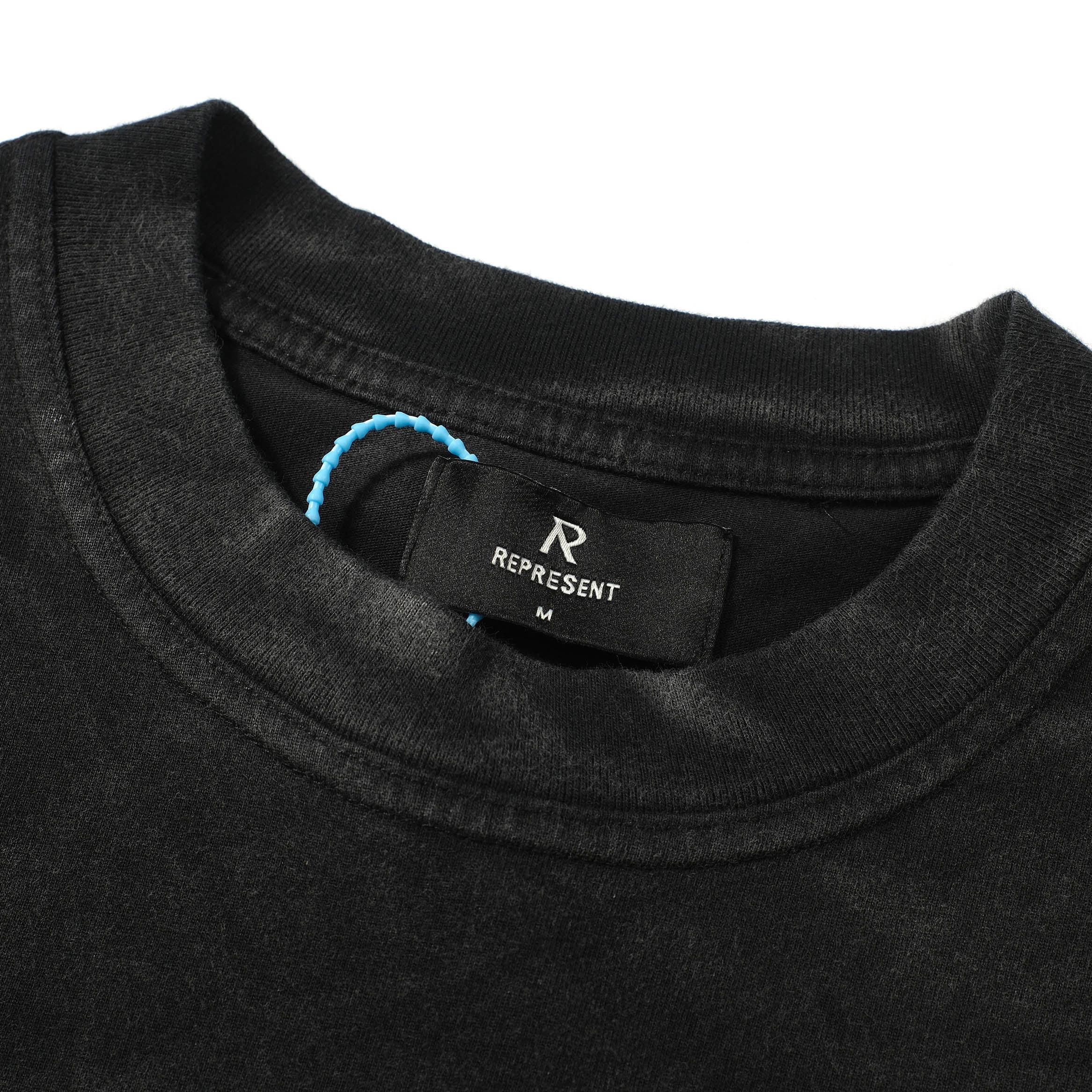 Represent Retro Graphic T-Shirt - Washed Black Oversized