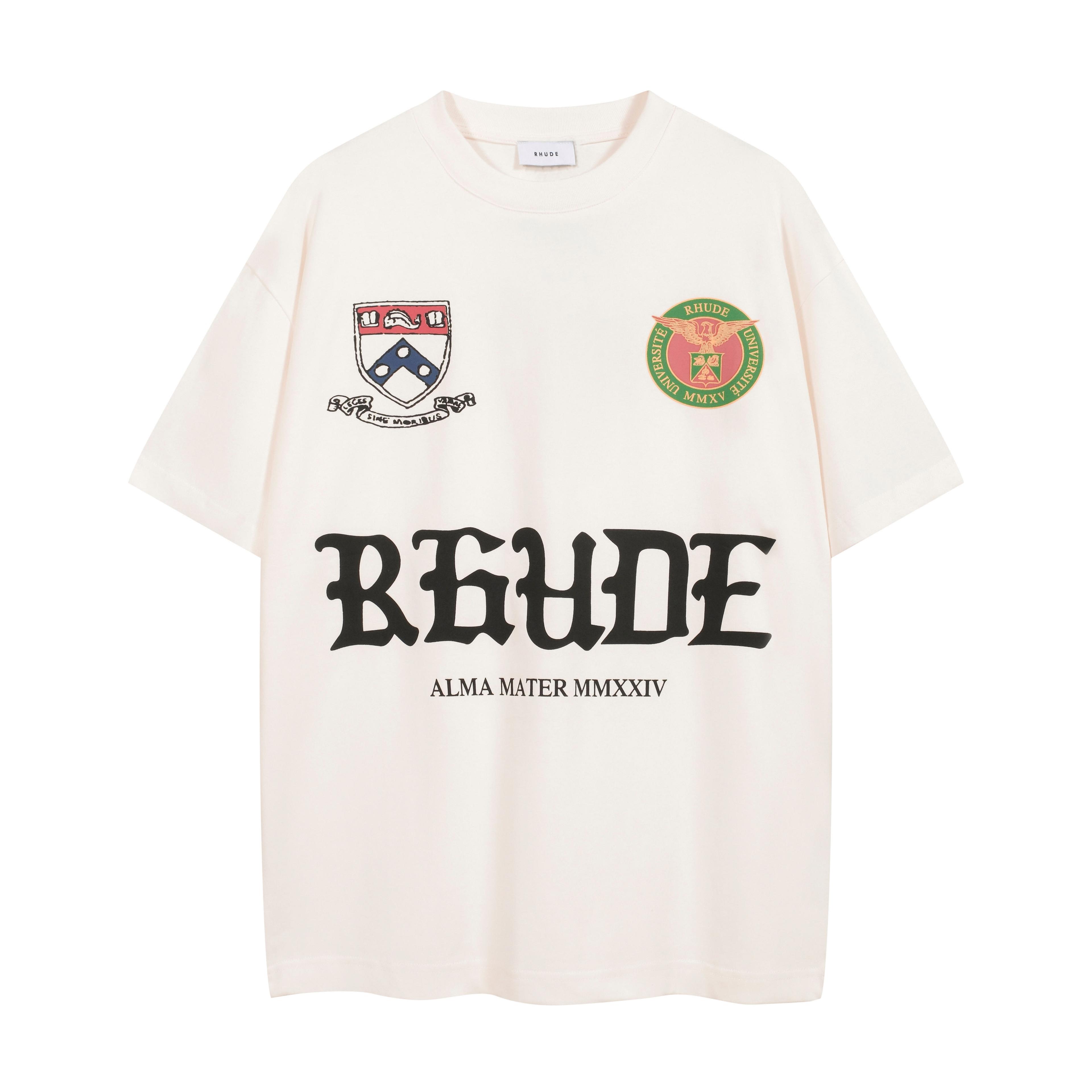 Rhude Alma Mater Vintage White Collegiate Graphic T-Shirt