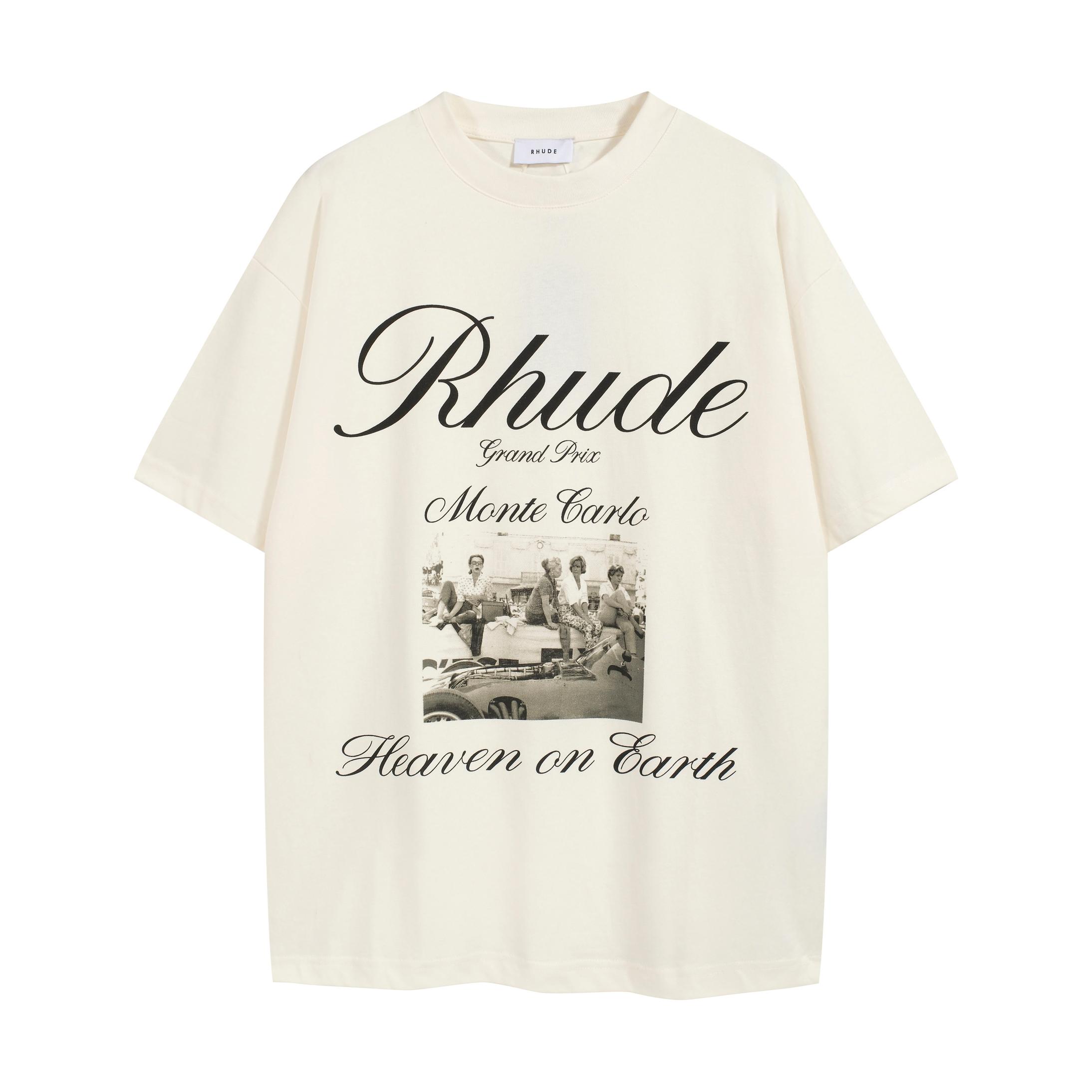 Rhude Heaven On Earth Vintage White Graphic T-Shirt