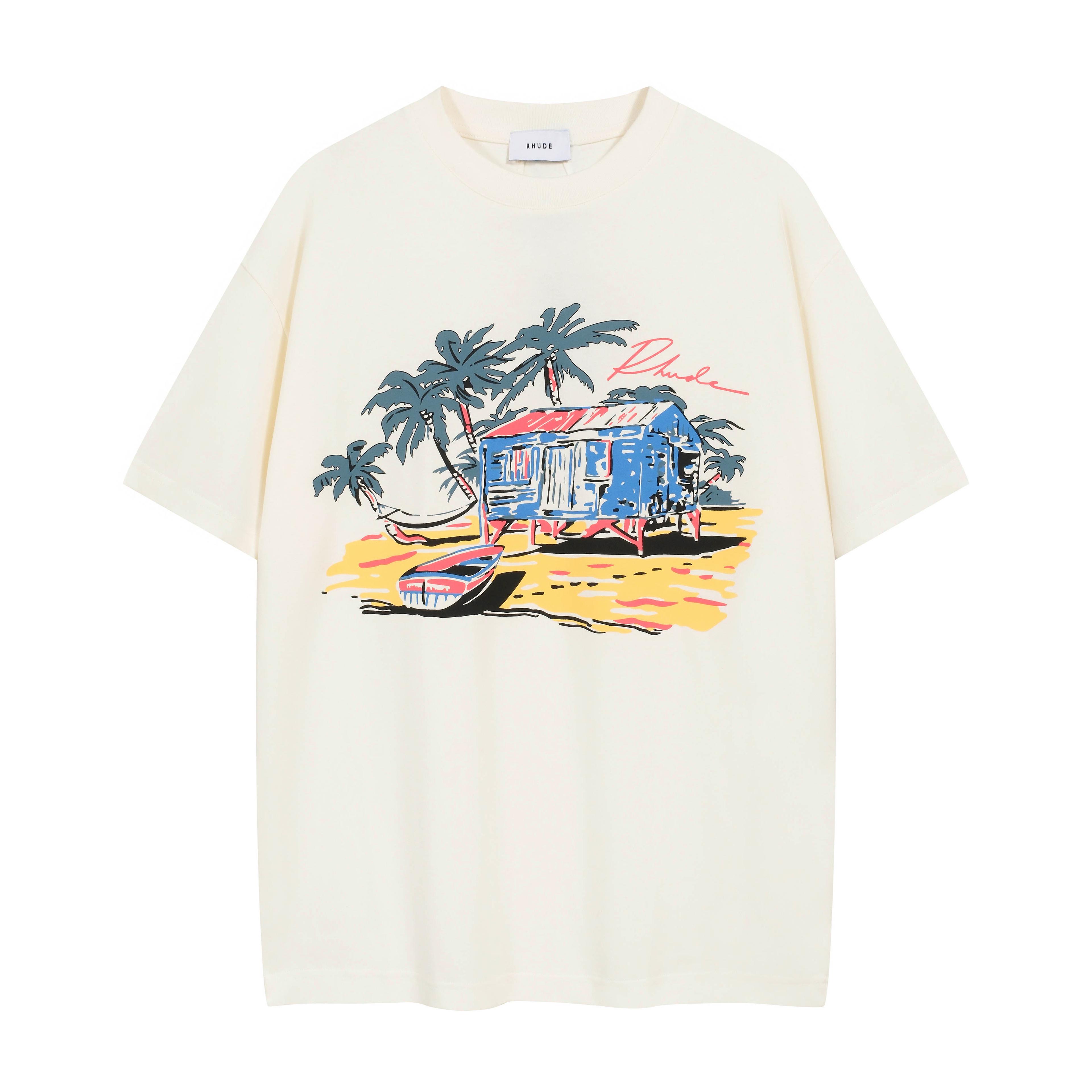 RHUDE Palms Graphic T-Shirt - Off-White Luxury Cotton Tee