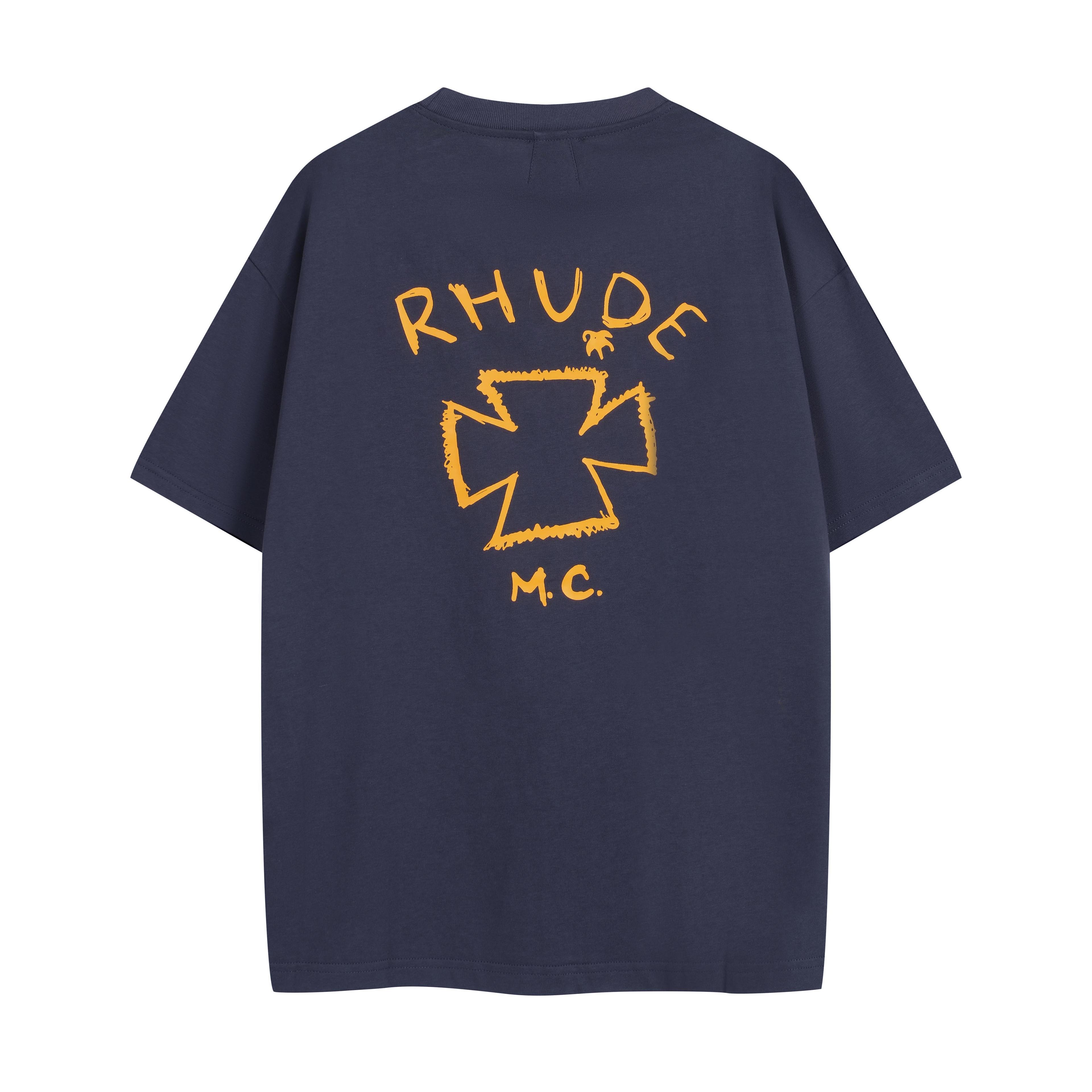 RHUDE Navy Sugarland Graphic T-Shirt - Collegiate Cotton Tee