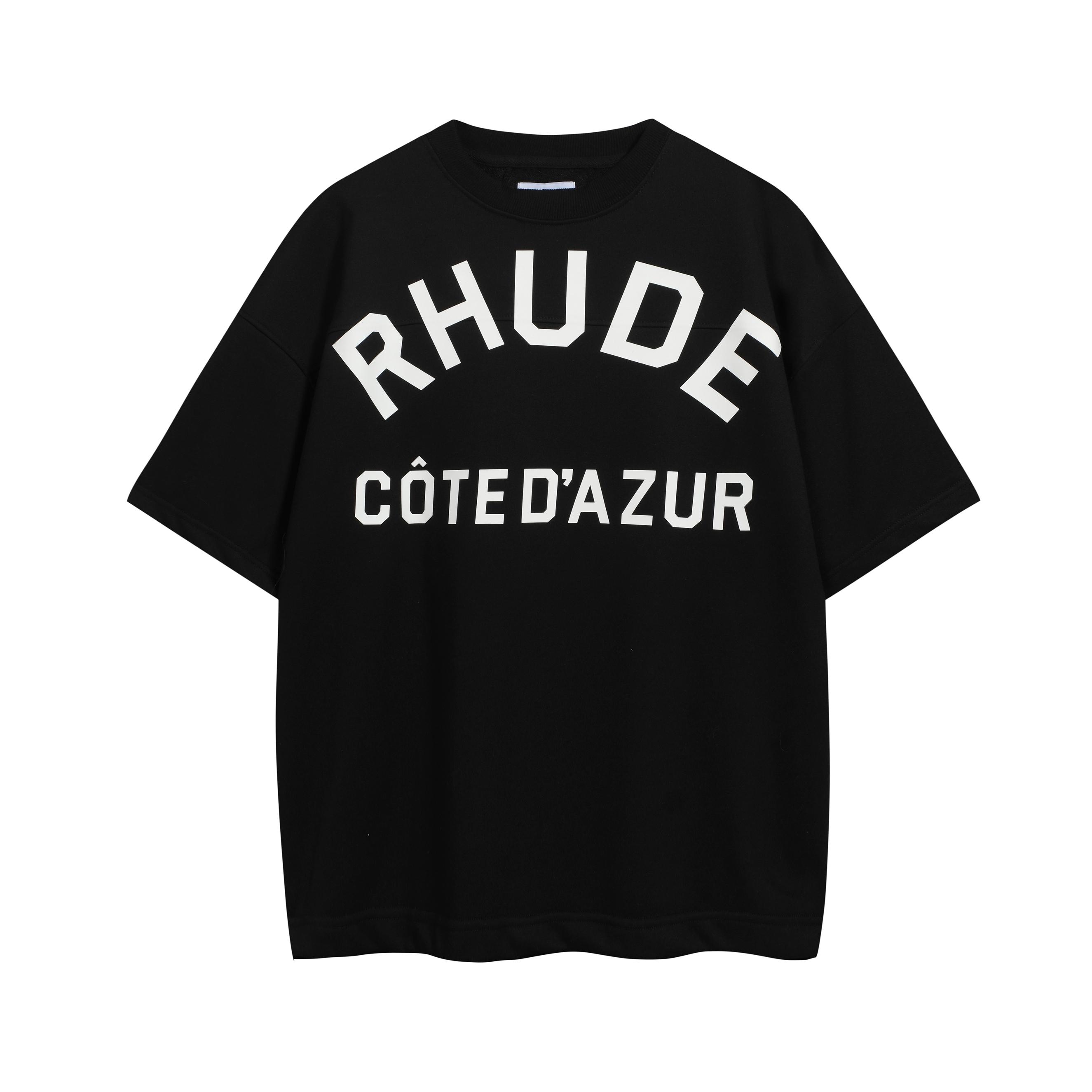 RHUDE Black Côte d'Azur T-Shirt - Luxury Cotton Tee
