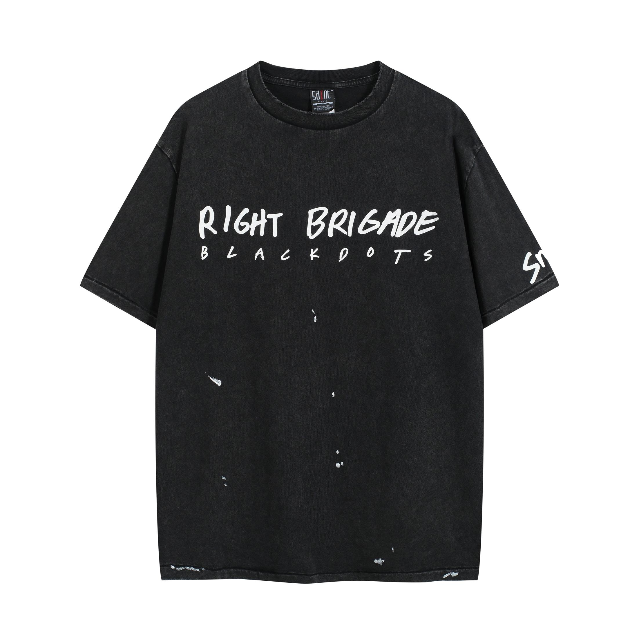 SAINT Mxxxxxx x Black Dots RIGHT BRIGADE Distressed T-Shirt