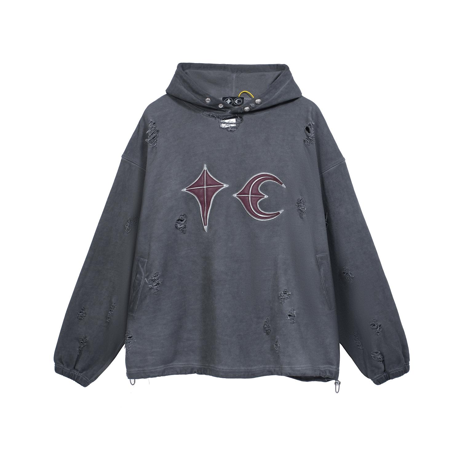 THUG CLUB Oversized Distressed Pigment Hoodie