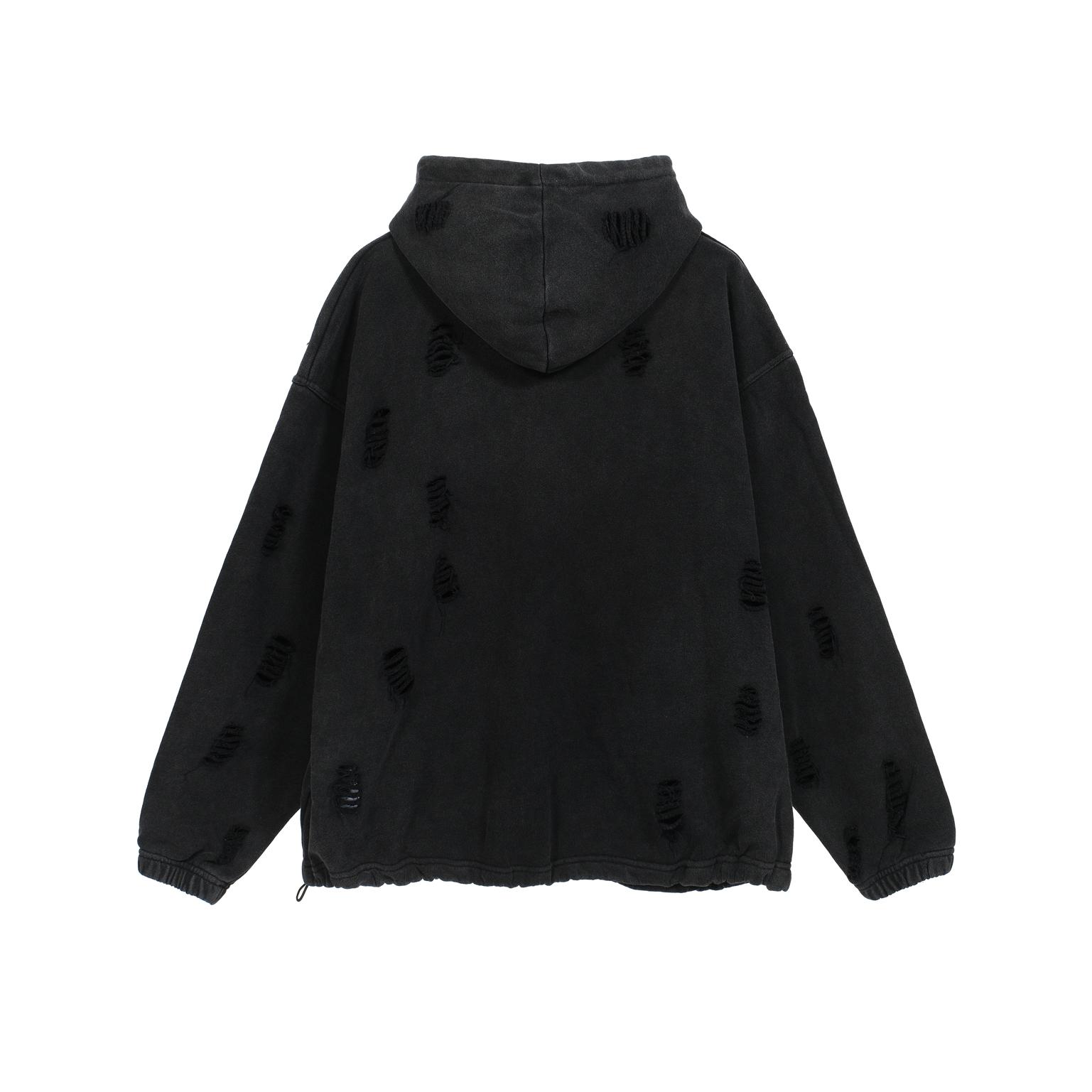 THUG CLUB Black Distressed Oversized Patch Hoodie