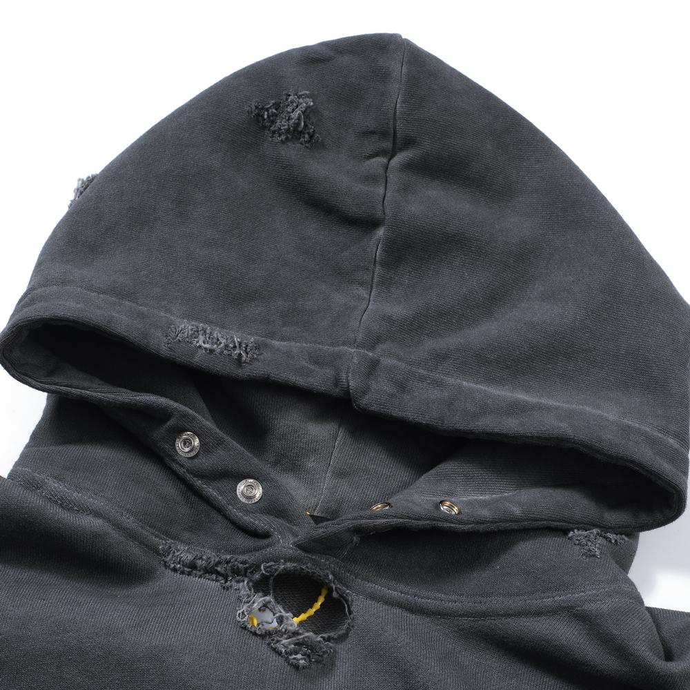 THUG CLUB Oversized Distressed Pigment Hoodie