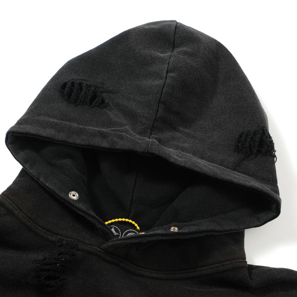 THUG CLUB Black Distressed Oversized Patch Hoodie