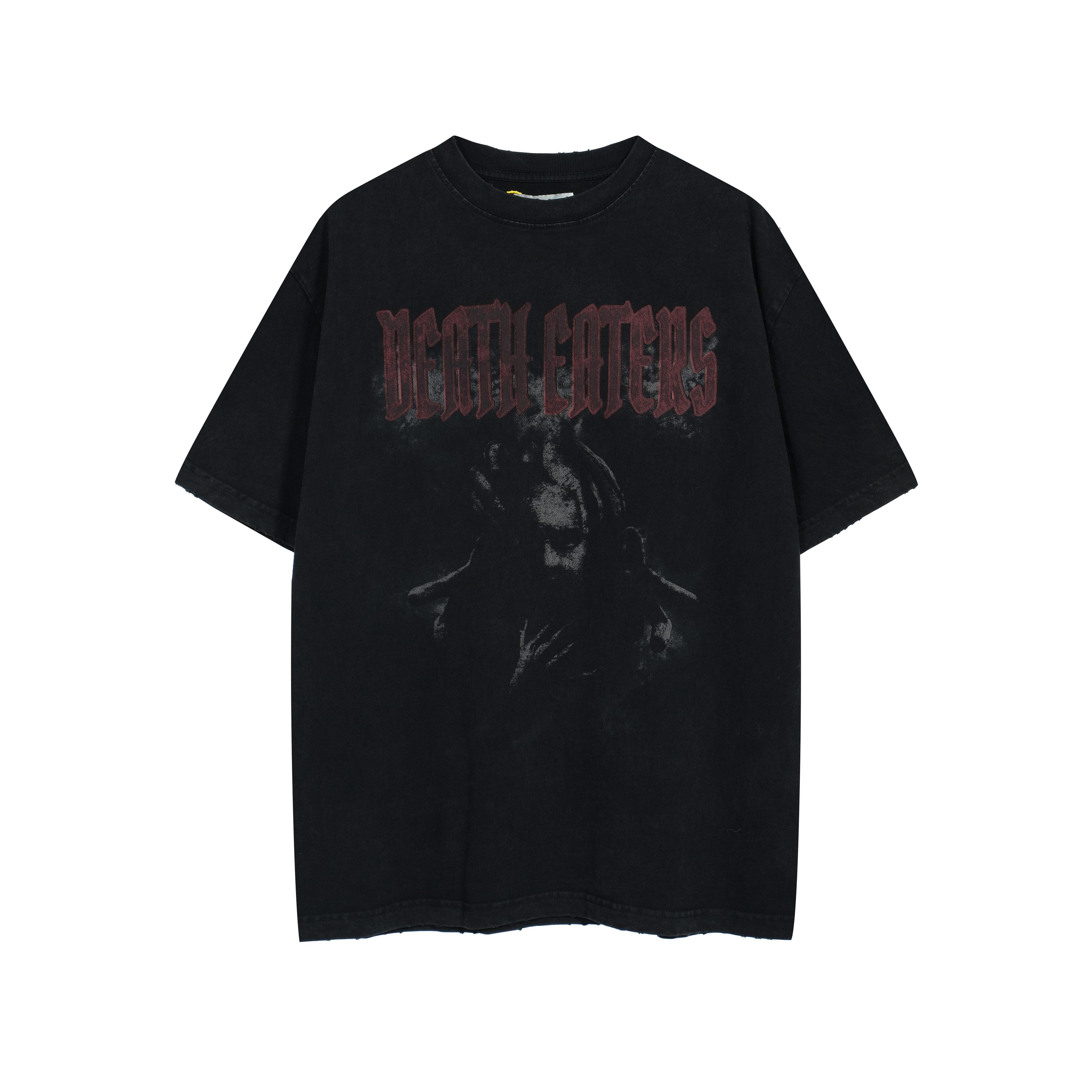 'DEATH EATERS' Washed Black Oversized Graphic T-Shirt