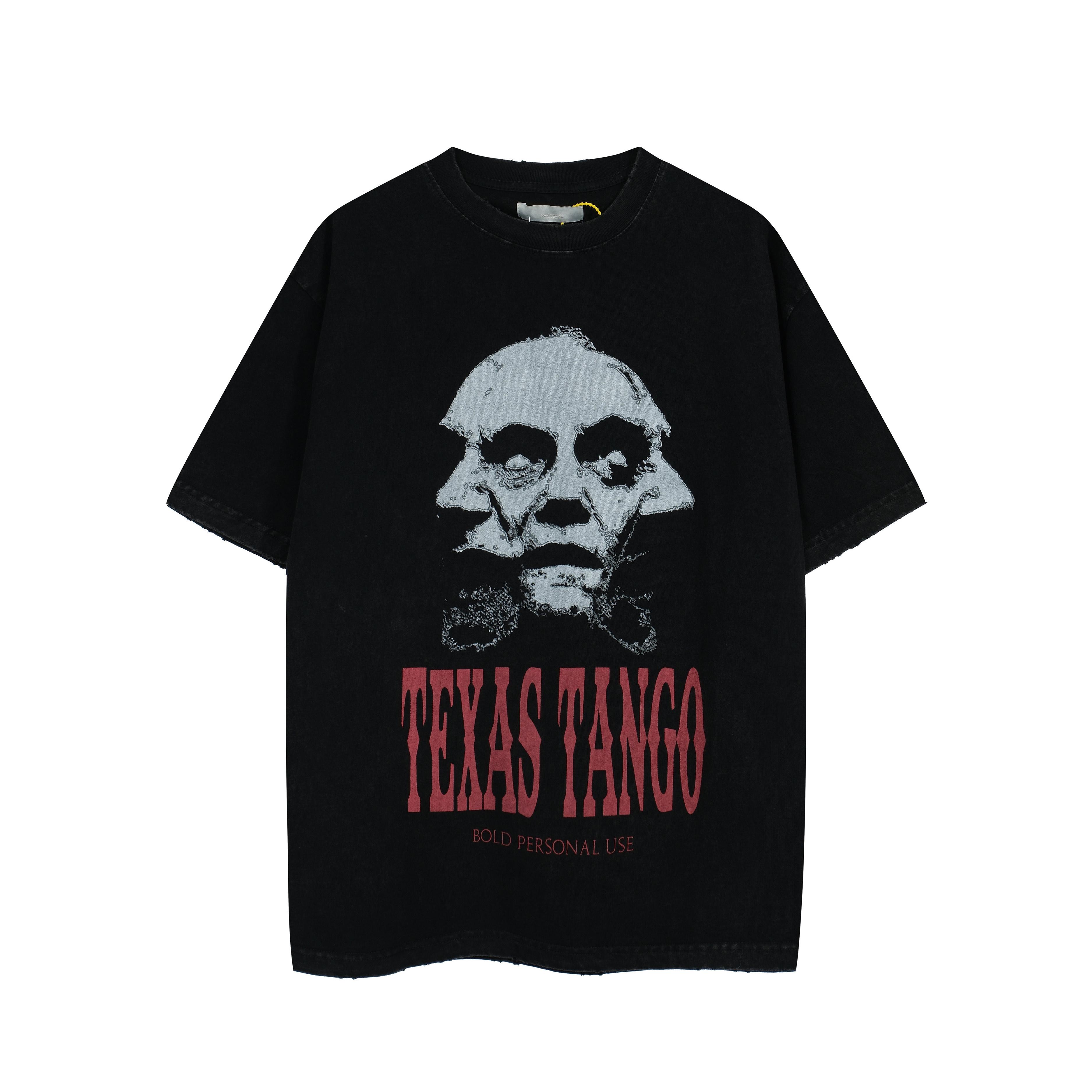 'TEXAS TANGO' Double-Face Washed Black Graphic Tee