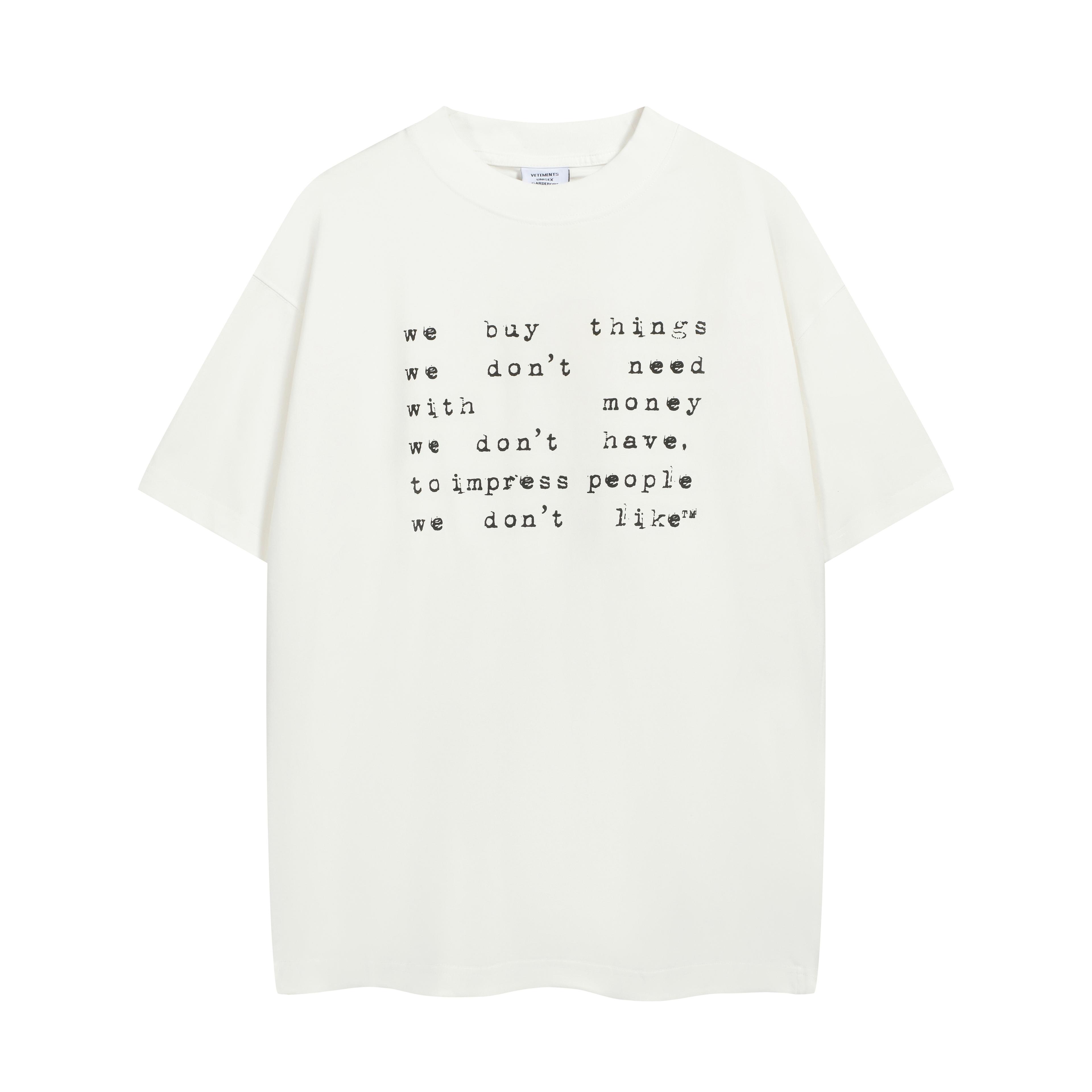 Vetements Oversized 'We Buy Things' Slogan T-Shirt Cream