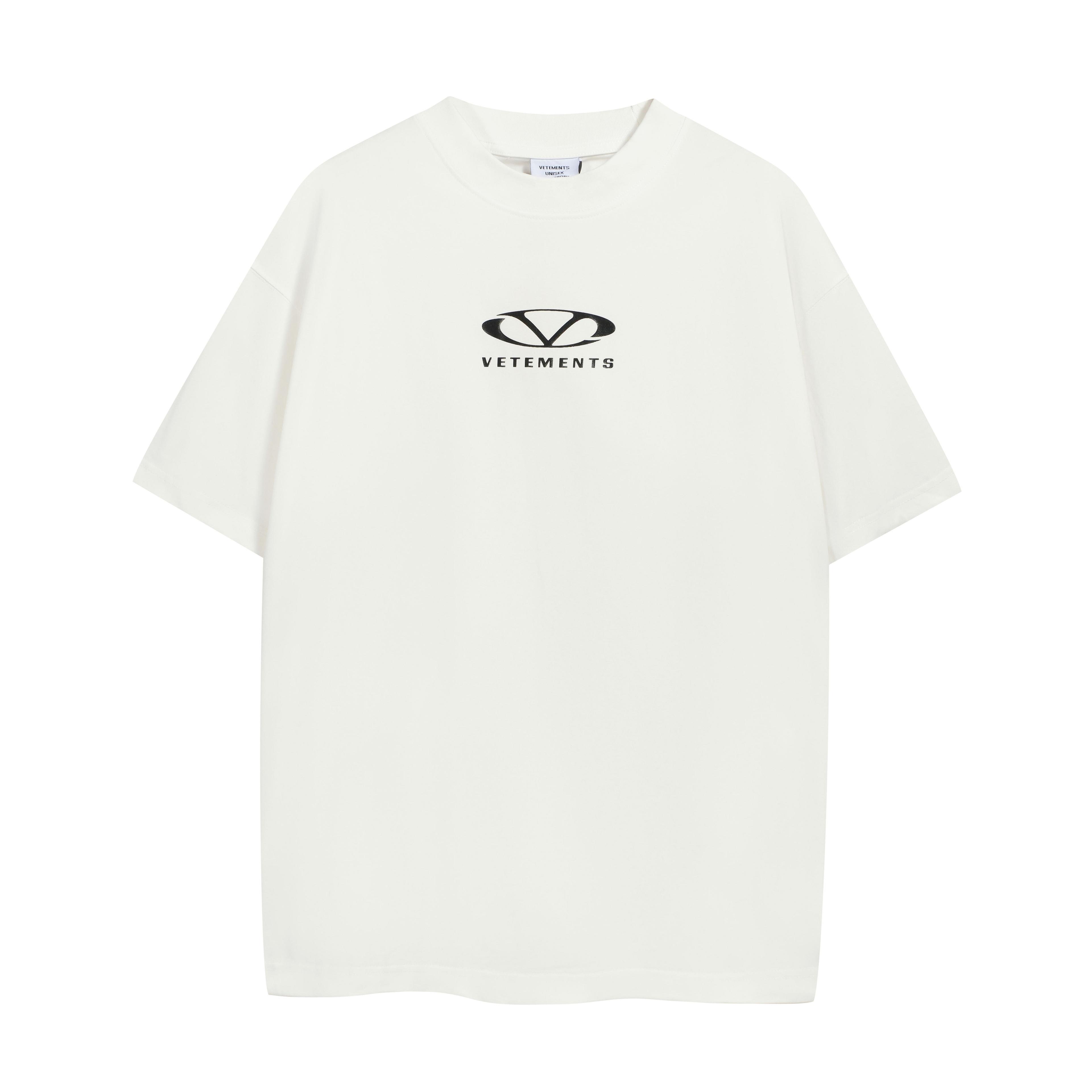 Vetements White Oversized Tonal Embroidered Logo T-Shirt