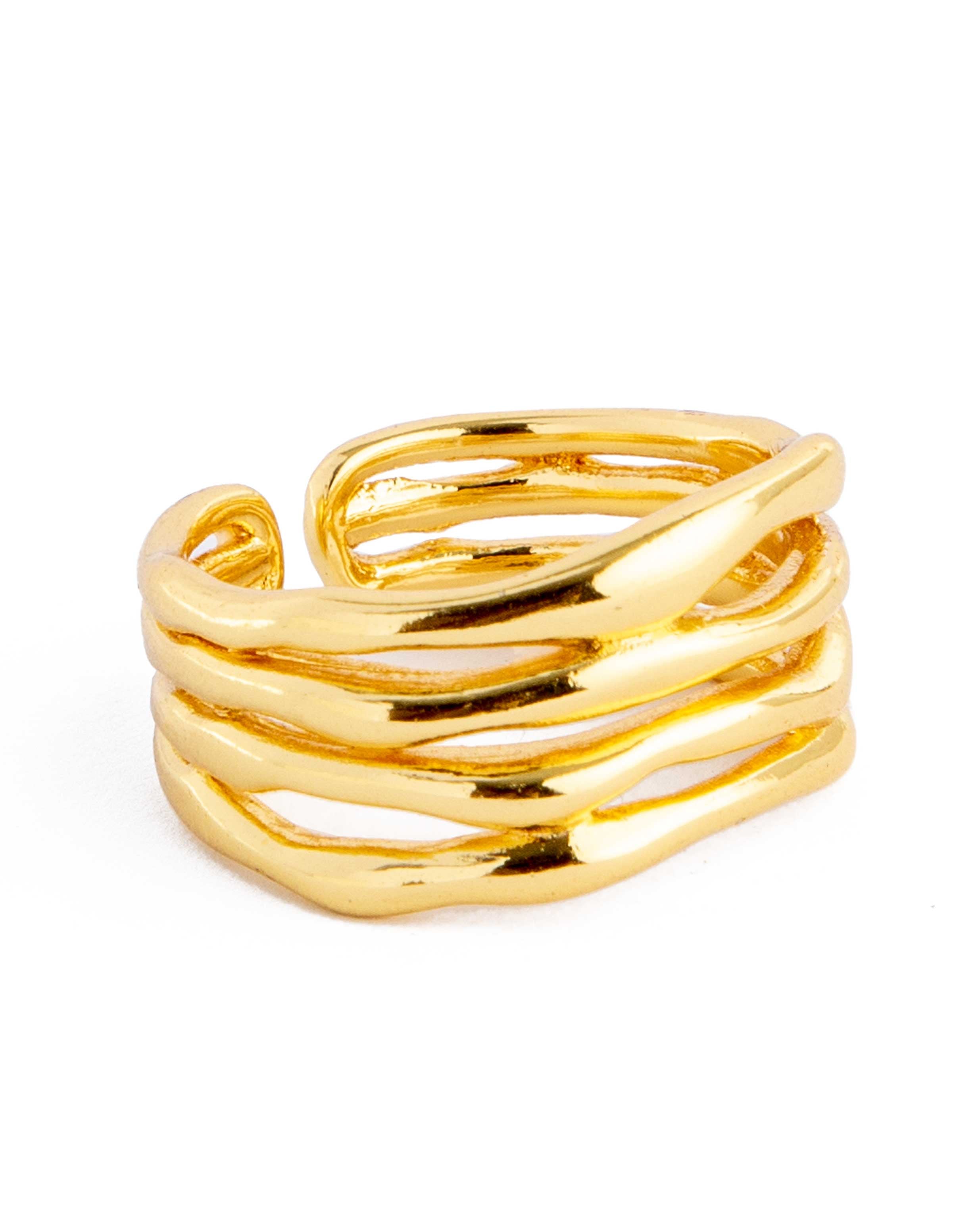 Textured Gold Stacking Ring, Open Band Statement Jewelry