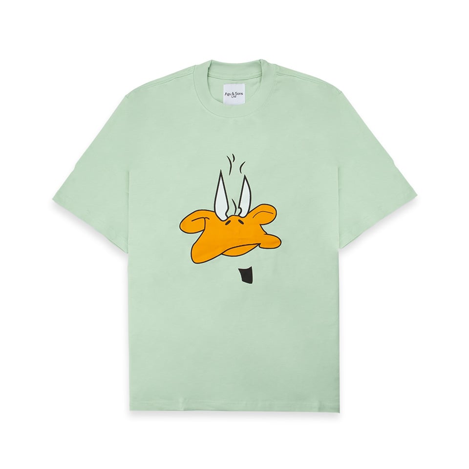Mint green Daffy Duck face t-shirt. Funny cartoon t shirt.