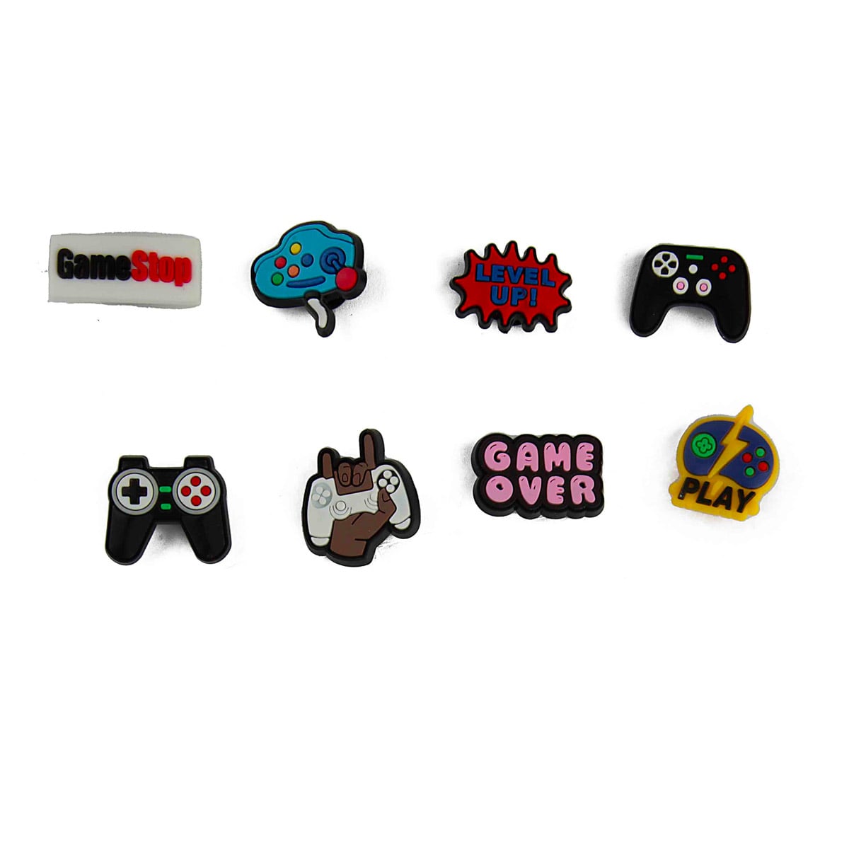 Detailed Description & Pricing: These Crocs Gaming / Gamer Theme Jibbitz Charms allow you to proudly display your passion for video games and gaming culture. This exciting set includes 8 vibrant, highly detailed charms featuring essential gaming symbols, iconic phrases, and controller designs. Designed for easy attachment, simply pop them into the ventilation holes of your Crocs clogs, slides, or sandals. 