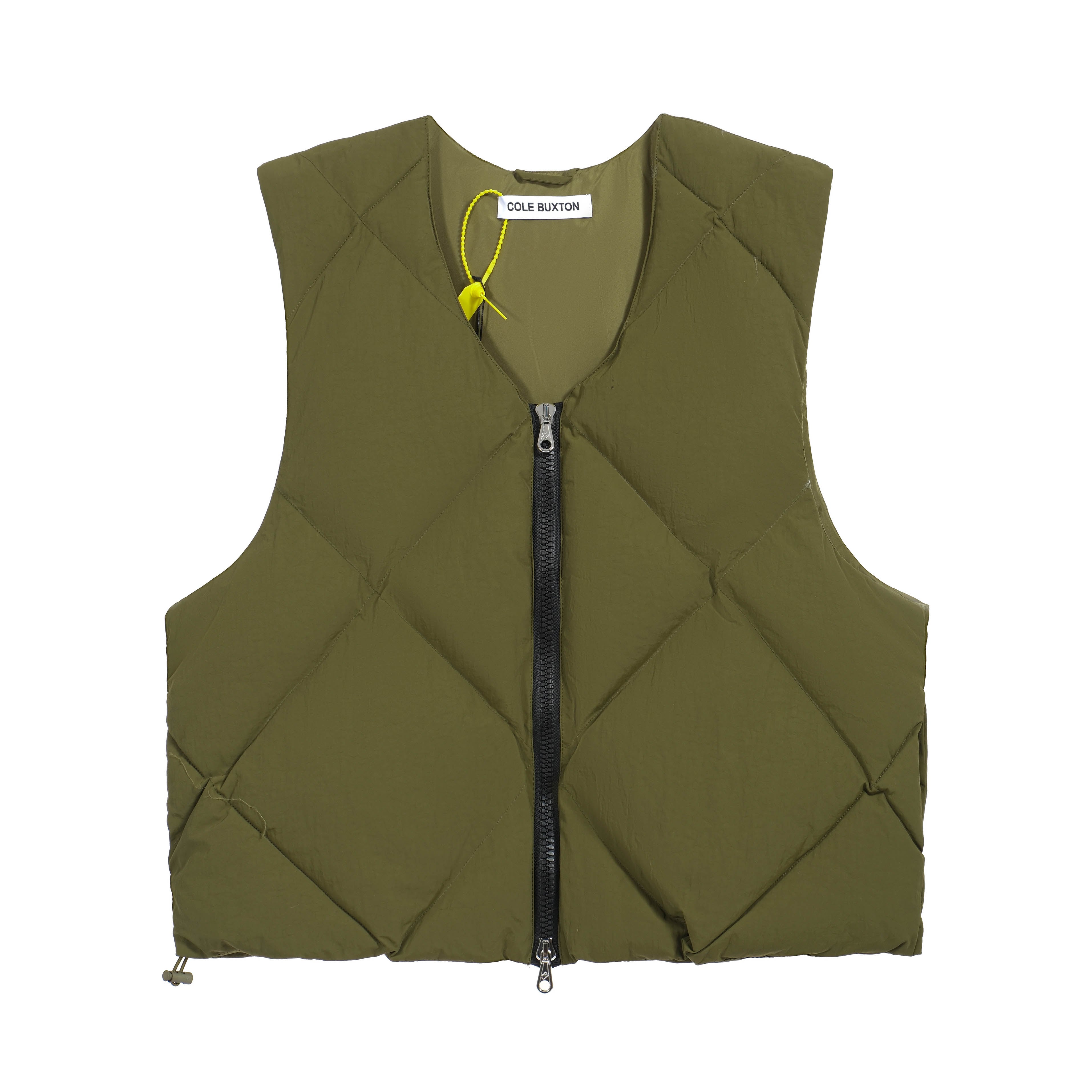 Olive Green Diamond Quilted Down Vest - Cole Buxton Gilet