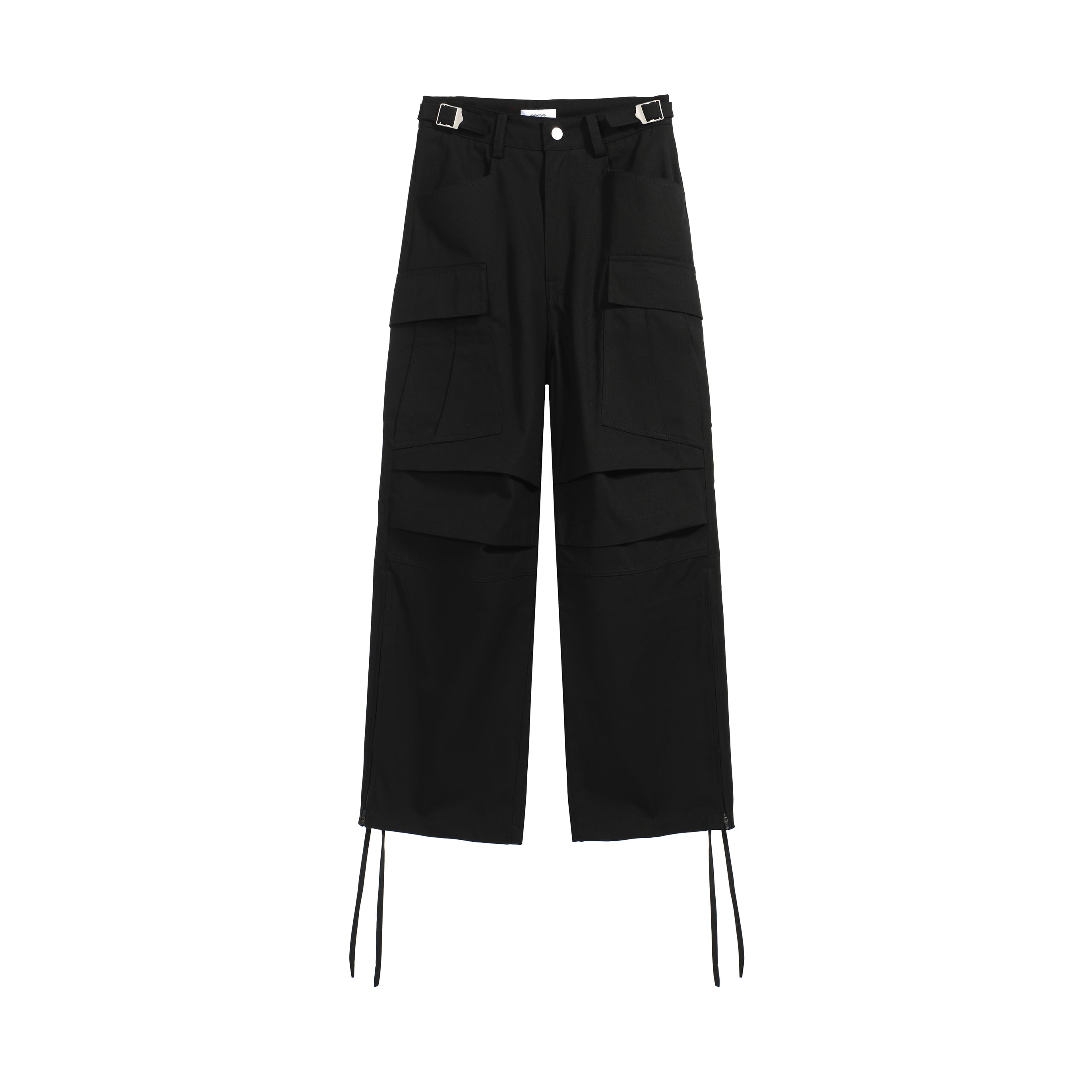 NONNOD Wide-Leg Black Layered Pocket Cargo Pants