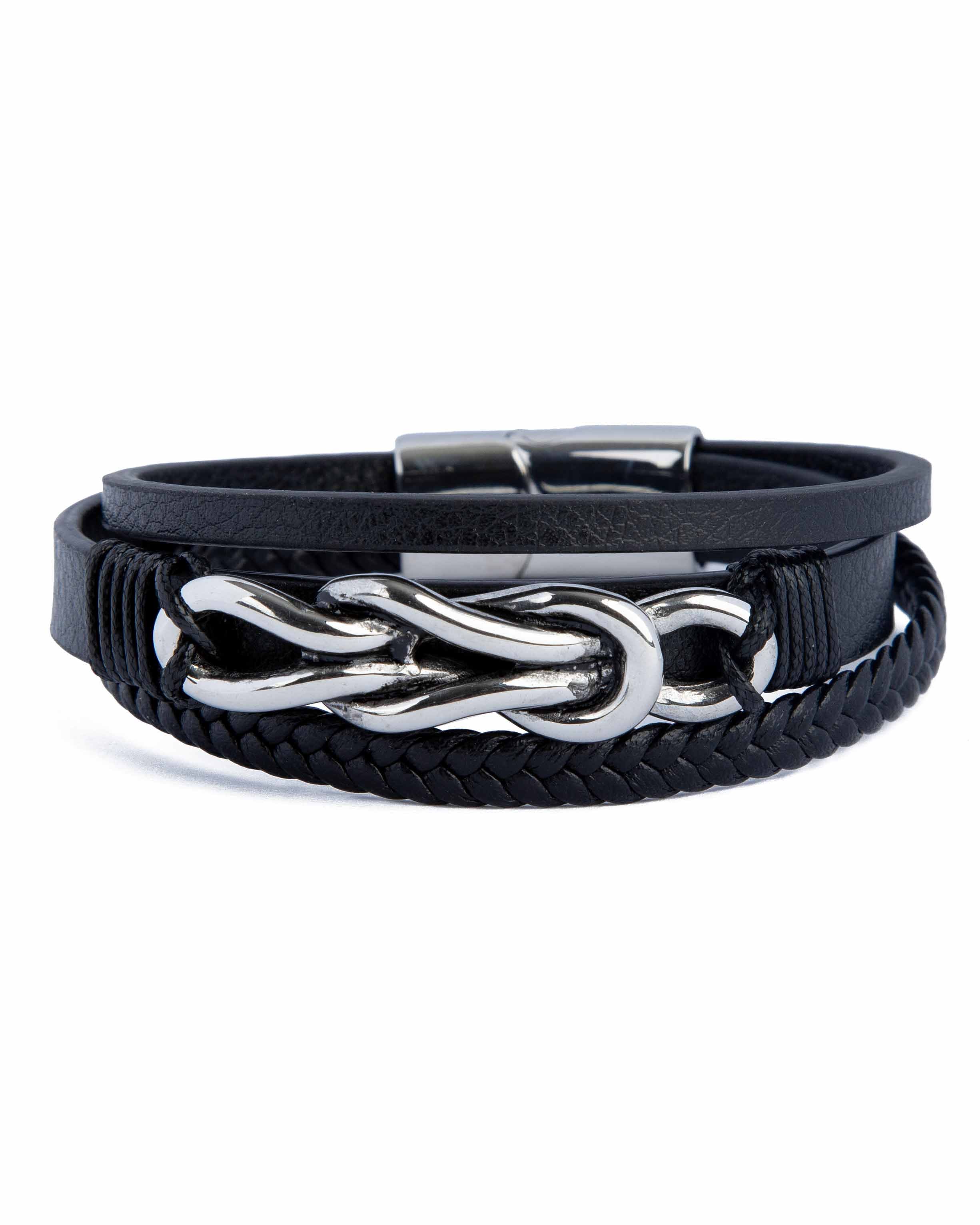Black Leather Infinity Knot Bracelet