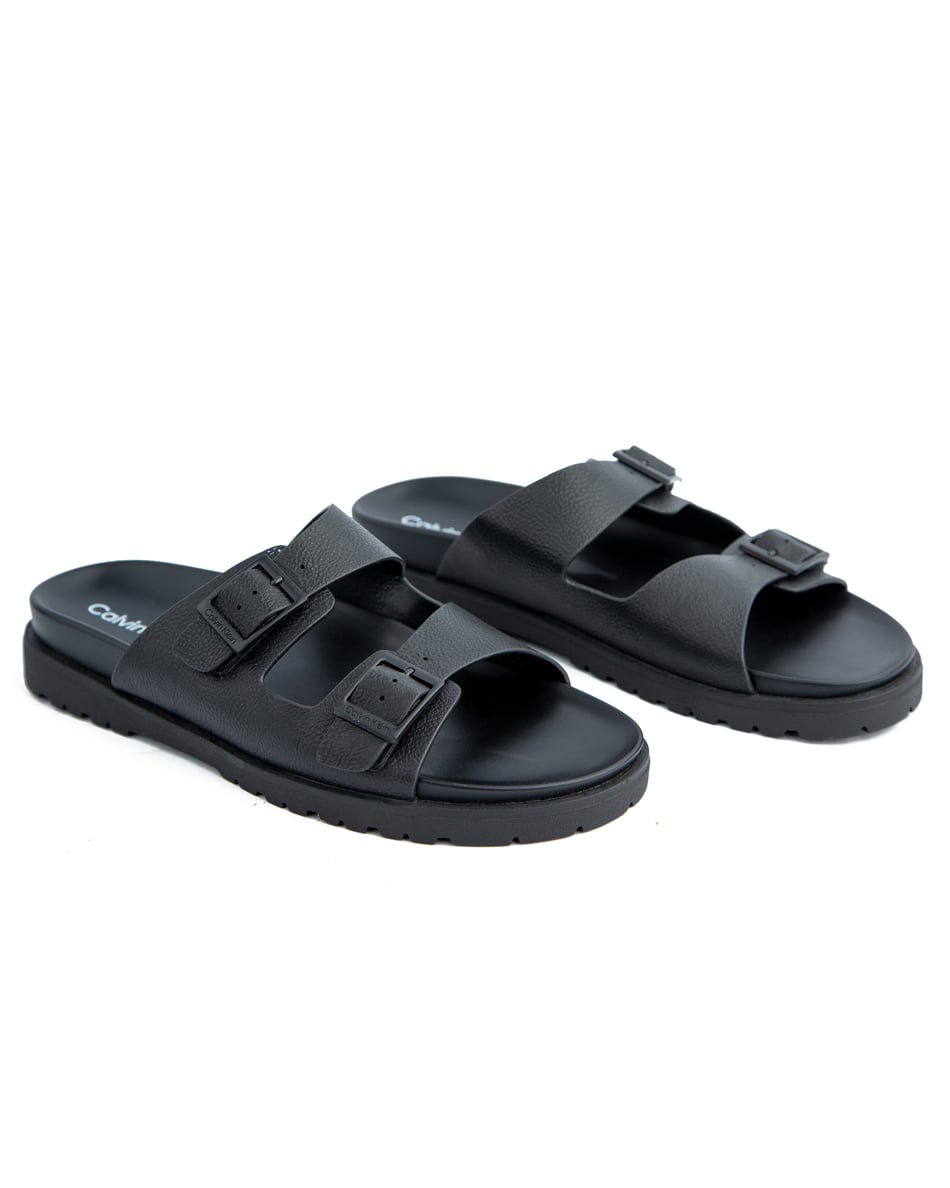 Calvin Klein Black Double Strap Sandals