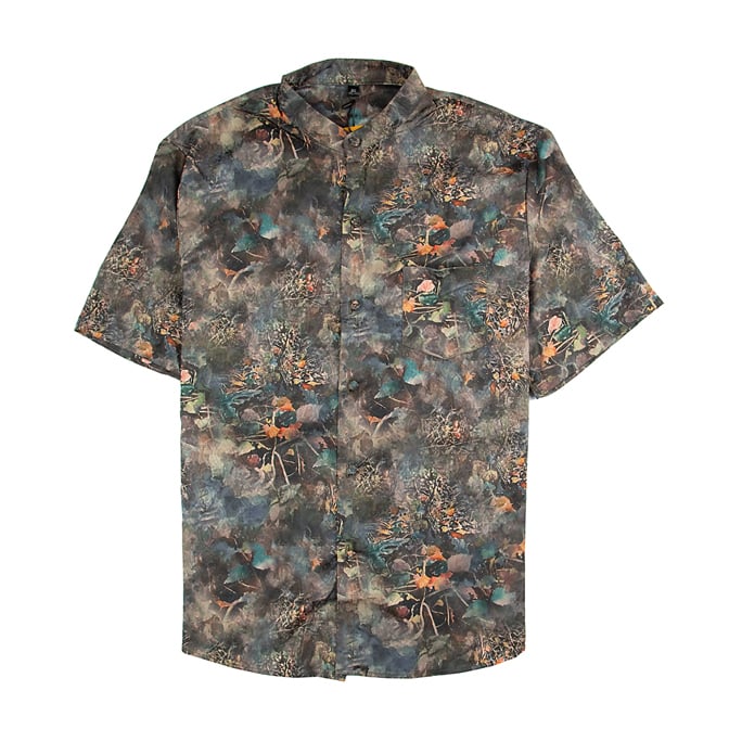 YEKD Silk Vintage Shirt - Abstract Earthy Print