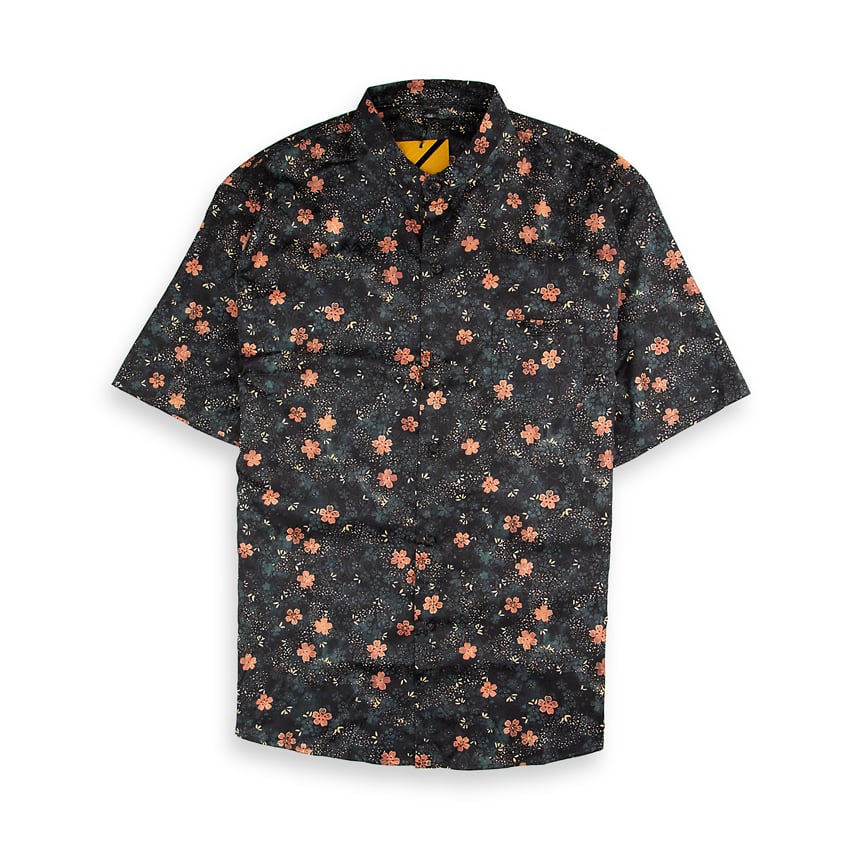 YEKD Silk Vintage Shirt - Black Floral Print