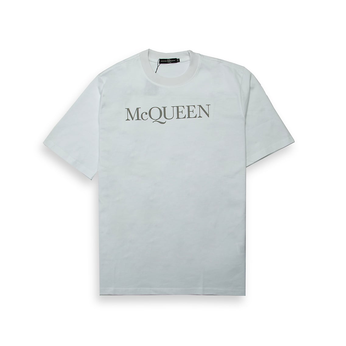 A luxury, minimalist short-sleeve crew neck t-shirt from the British fashion house Alexander McQueen.