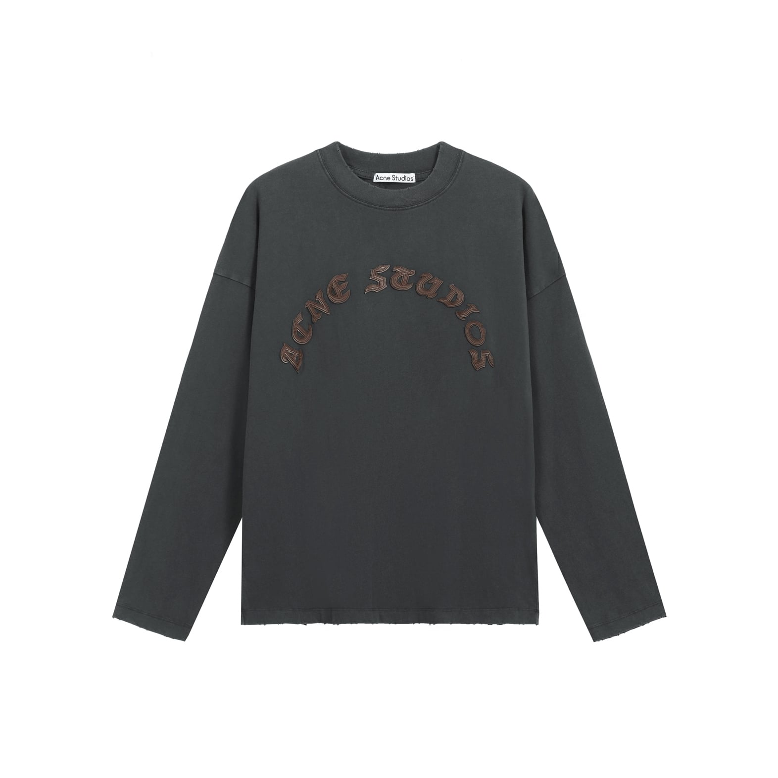 Acne Studios Unisex Washed Black Distressed Arch Logo Long Sleeve