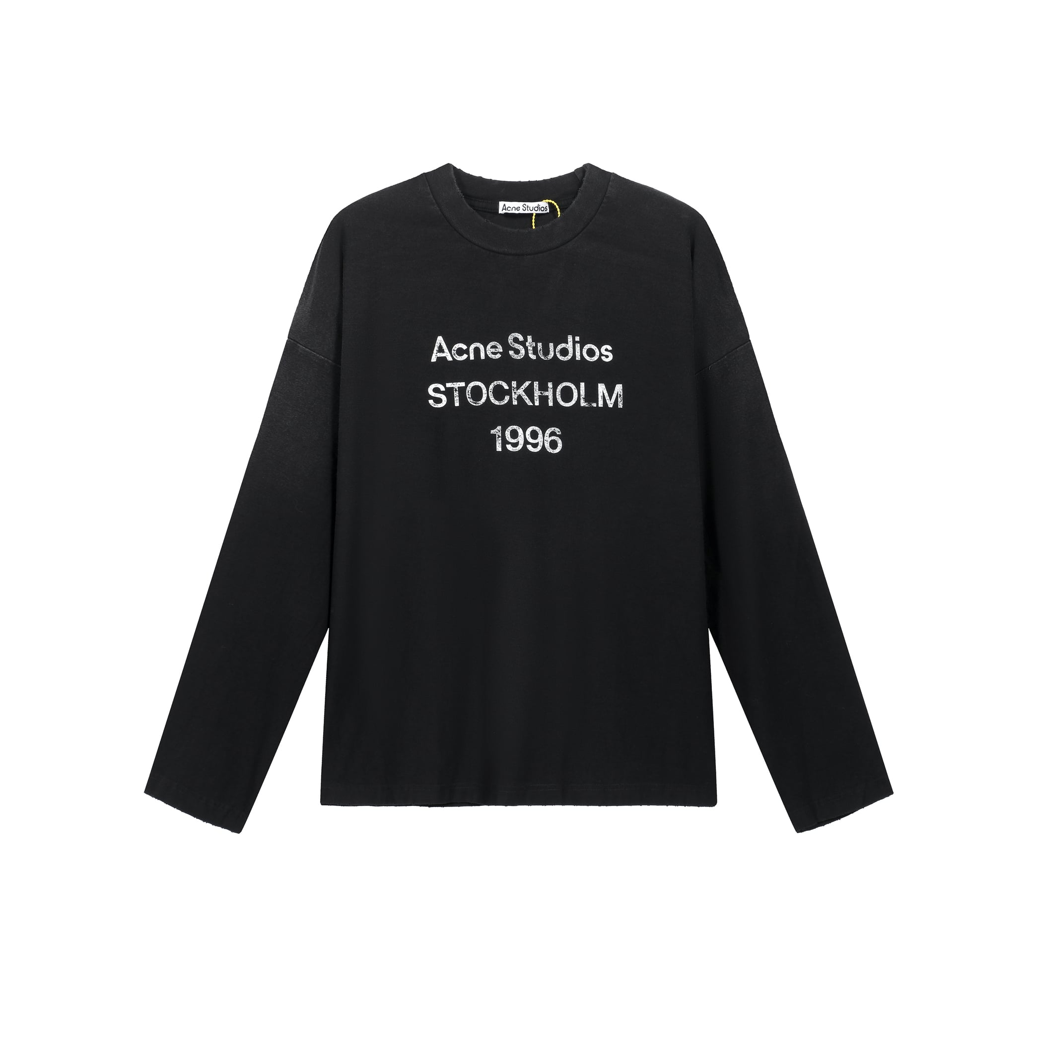 Acne Studios Unisex Washed Black '1996' Logo Long-Sleeve