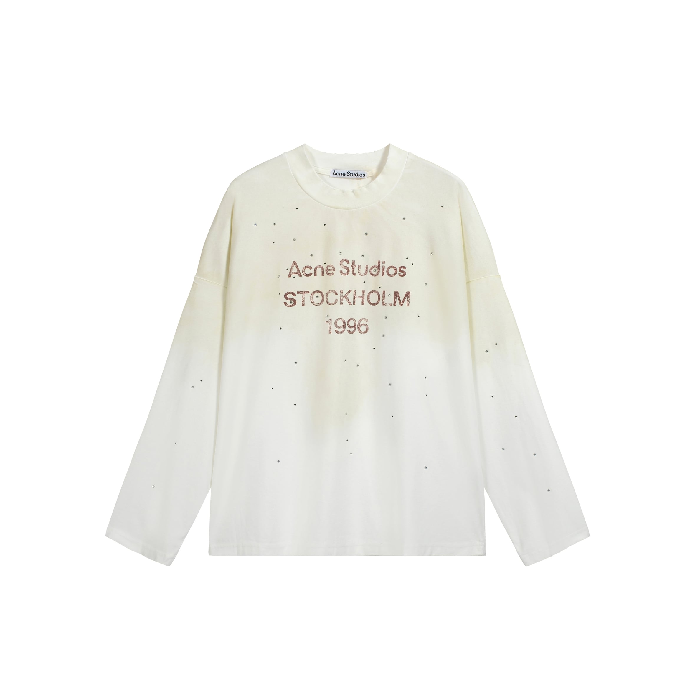 Acne Studios Unisex Pink Studded '1996' Logo Long-Sleeve
