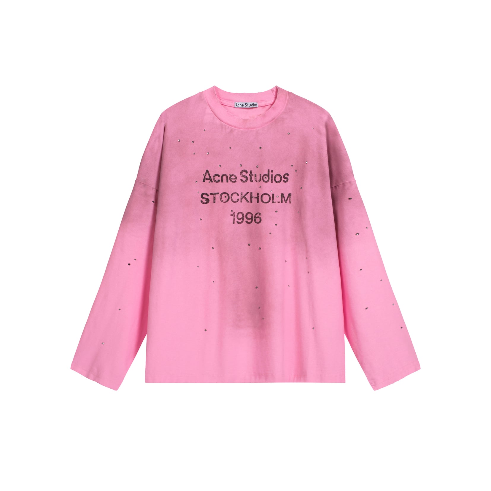 Acne Studios Unisex Washed Teal '1996' Logo Long-Sleeve Tee
