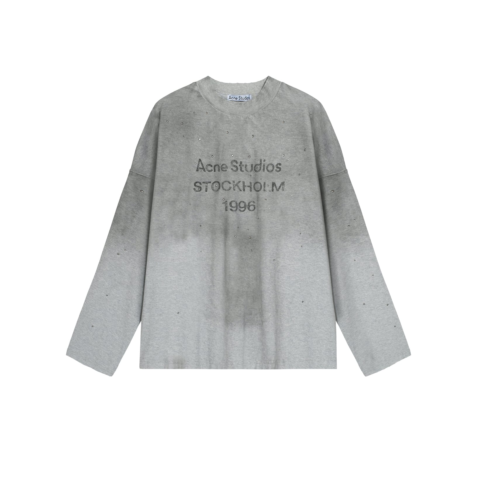 Acne Studios Unisex Pink '1996' Logo Long-Sleeve Distressed Tee