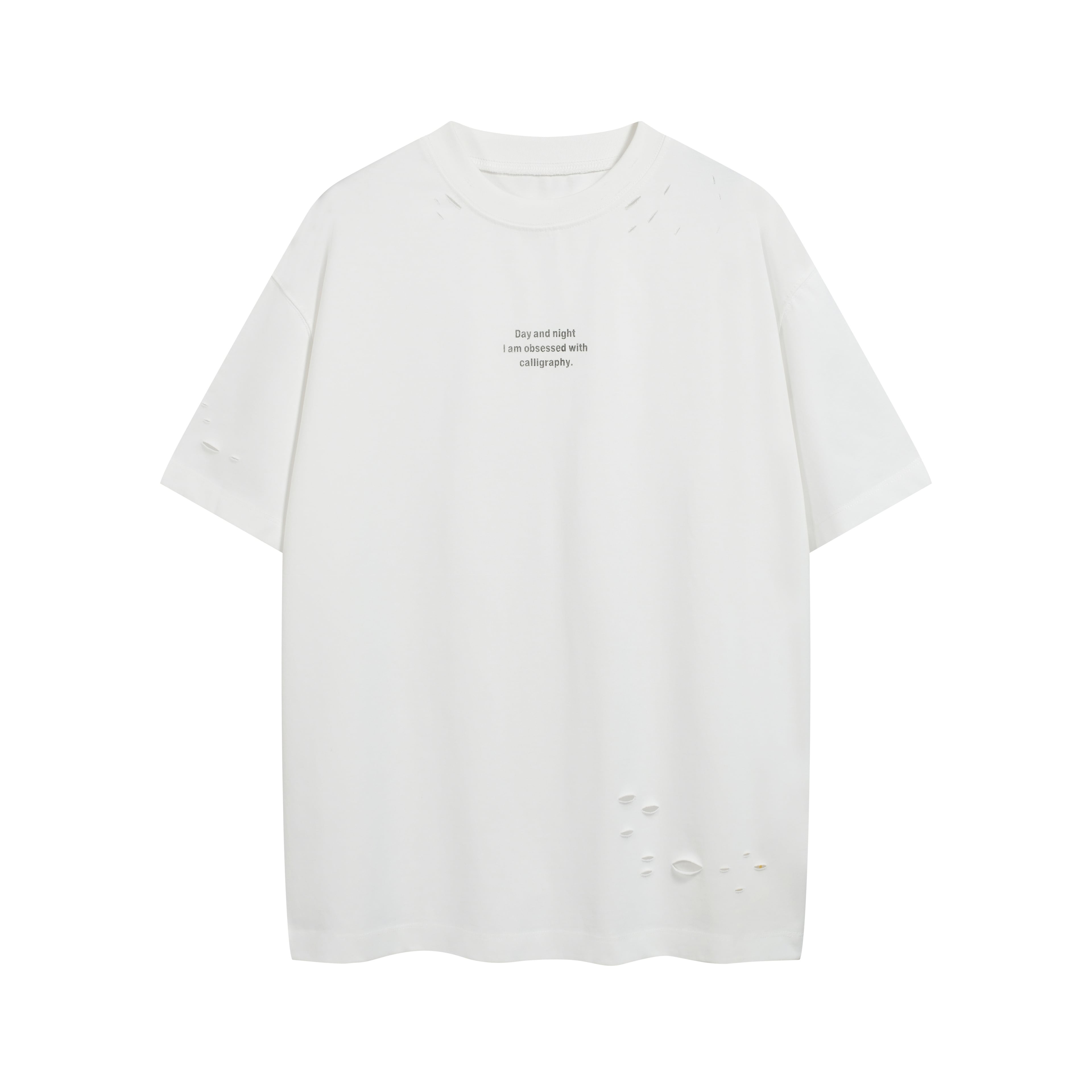 Unisex Oversized Distressed White Graphic T-Shirt