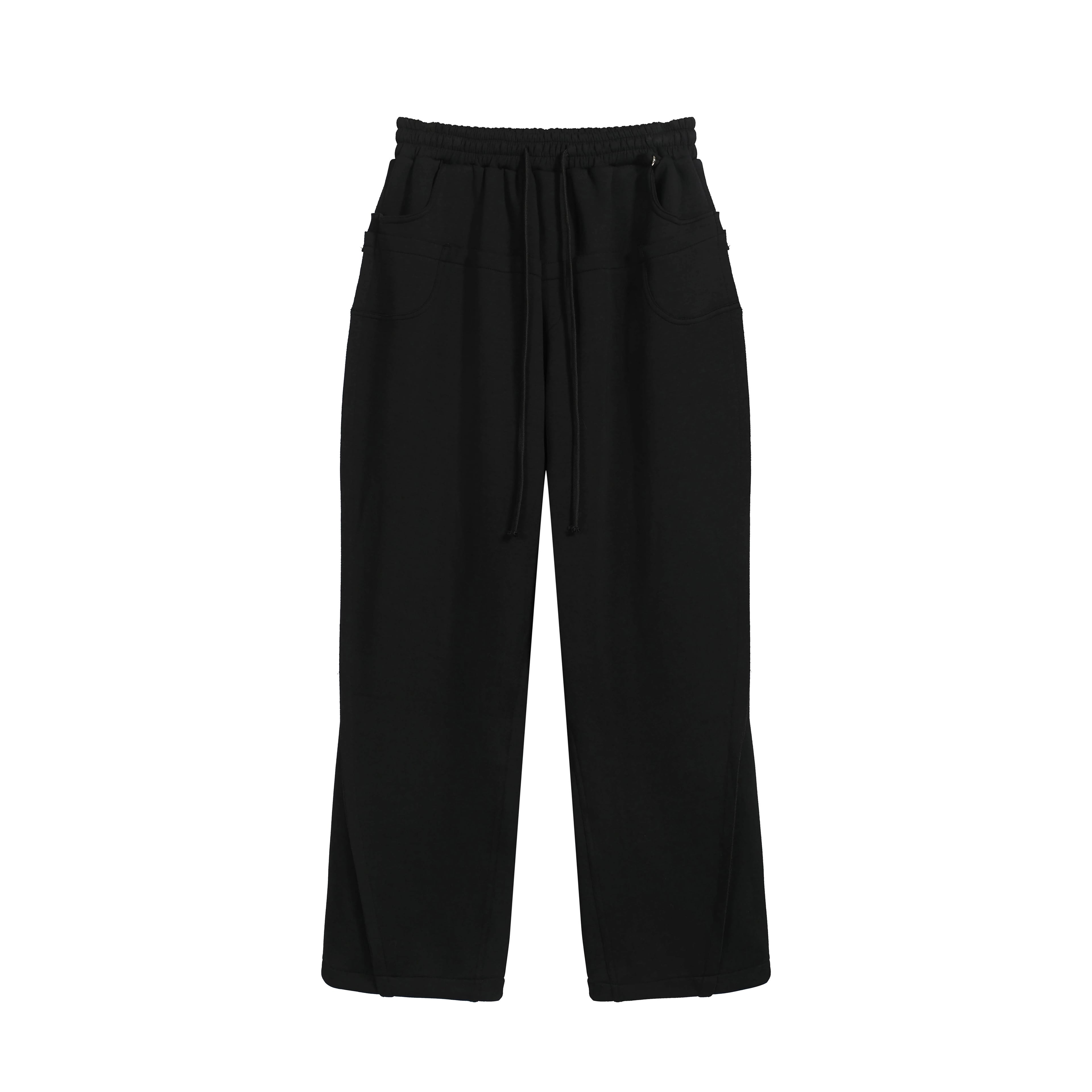Black Wide-Leg Sweatpants | Unisex Heavyweight Fleece Drawstring