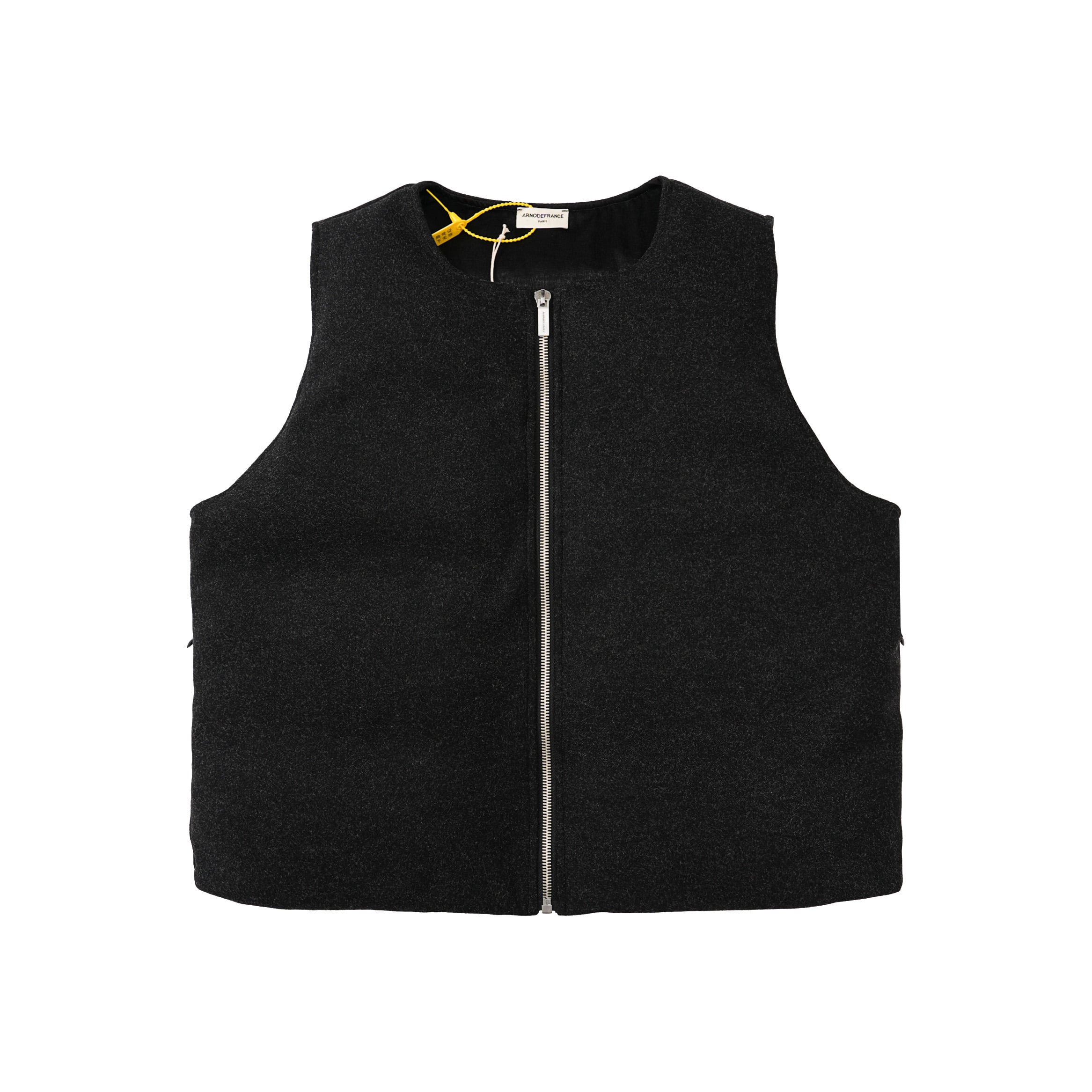 Charcoal Structured Wool-Blend Zip Vest | Unisex Layering