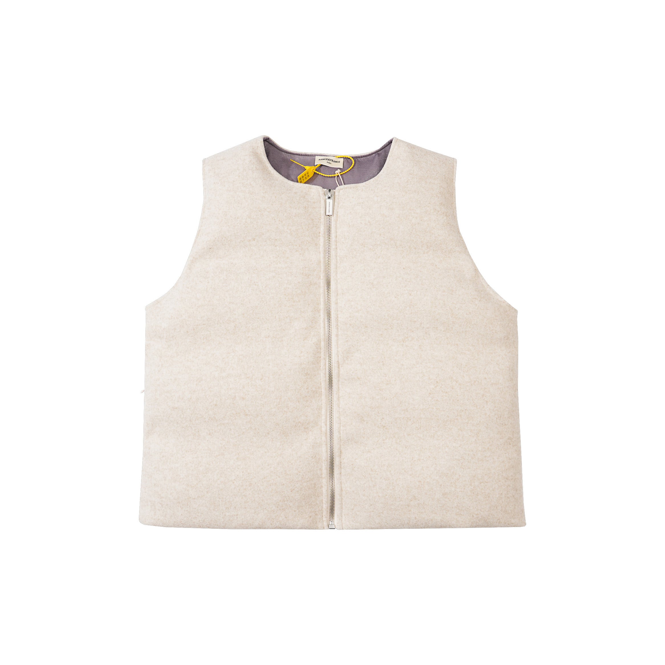 Oatmeal Structured Wool Zip Vest | Unisex Cream Layering Piece