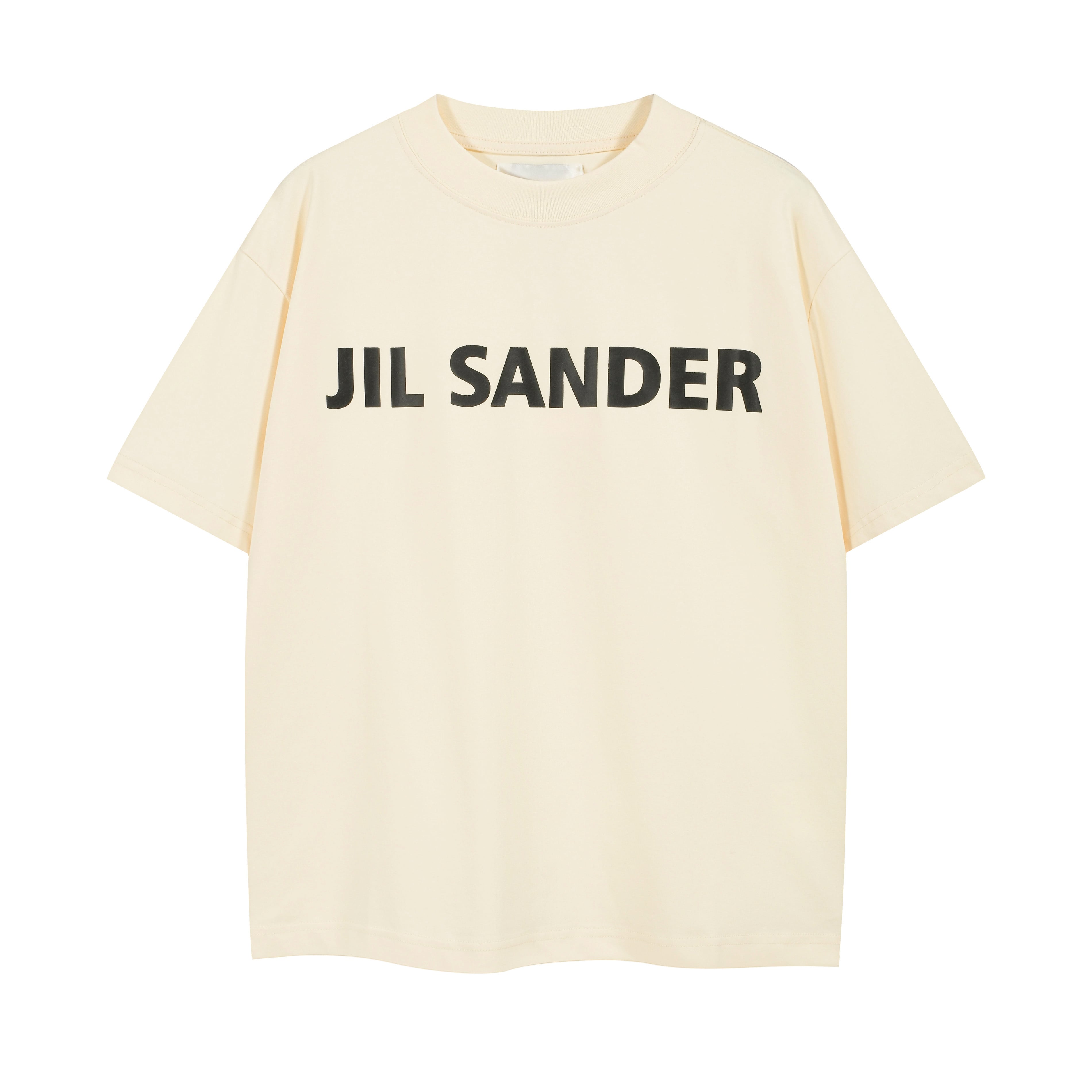 Jil Sander Ecru Oversized Logo T-Shirt - Black Print