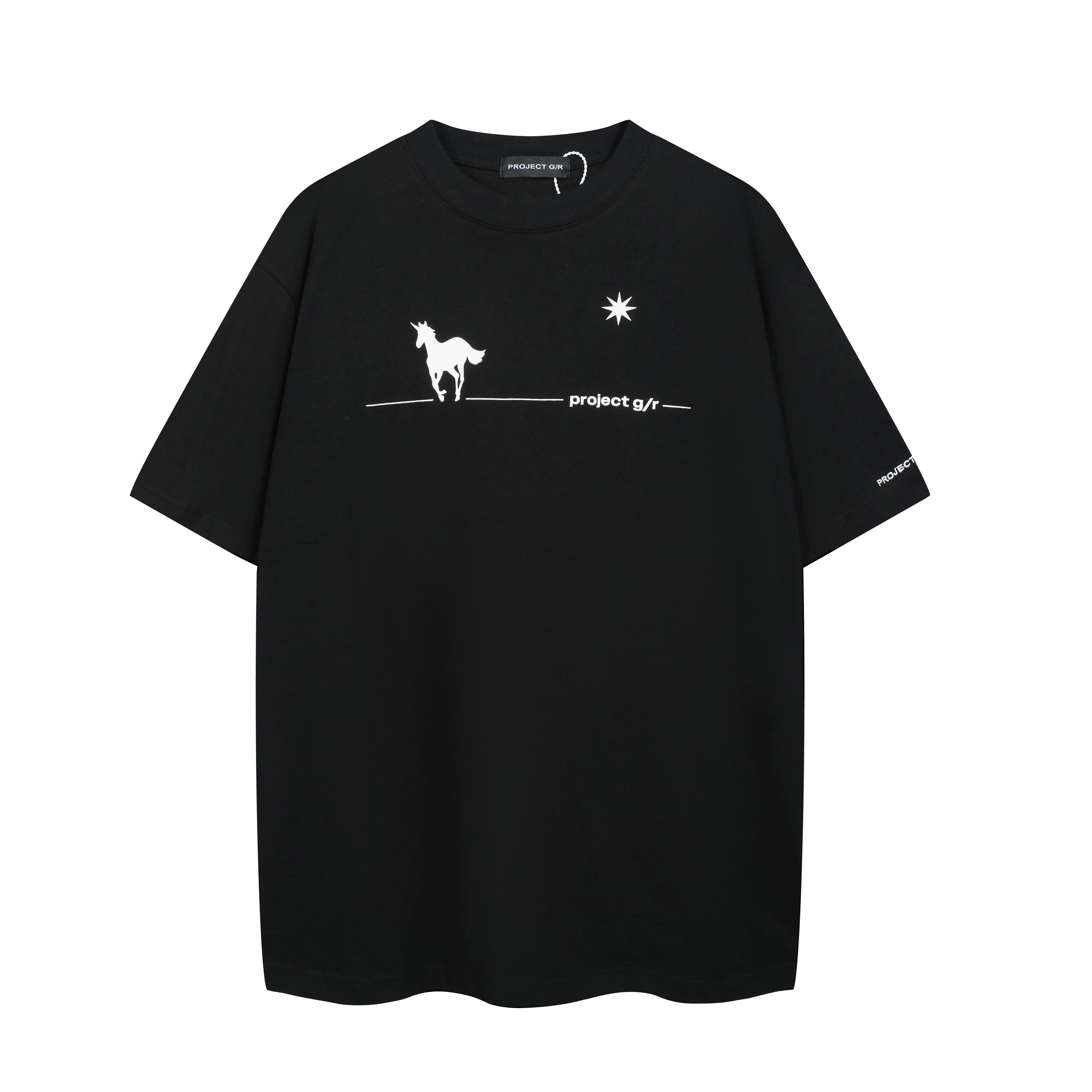 PROJECT G/R Black Unicorn Star Oversized Graphic T-Shirt
