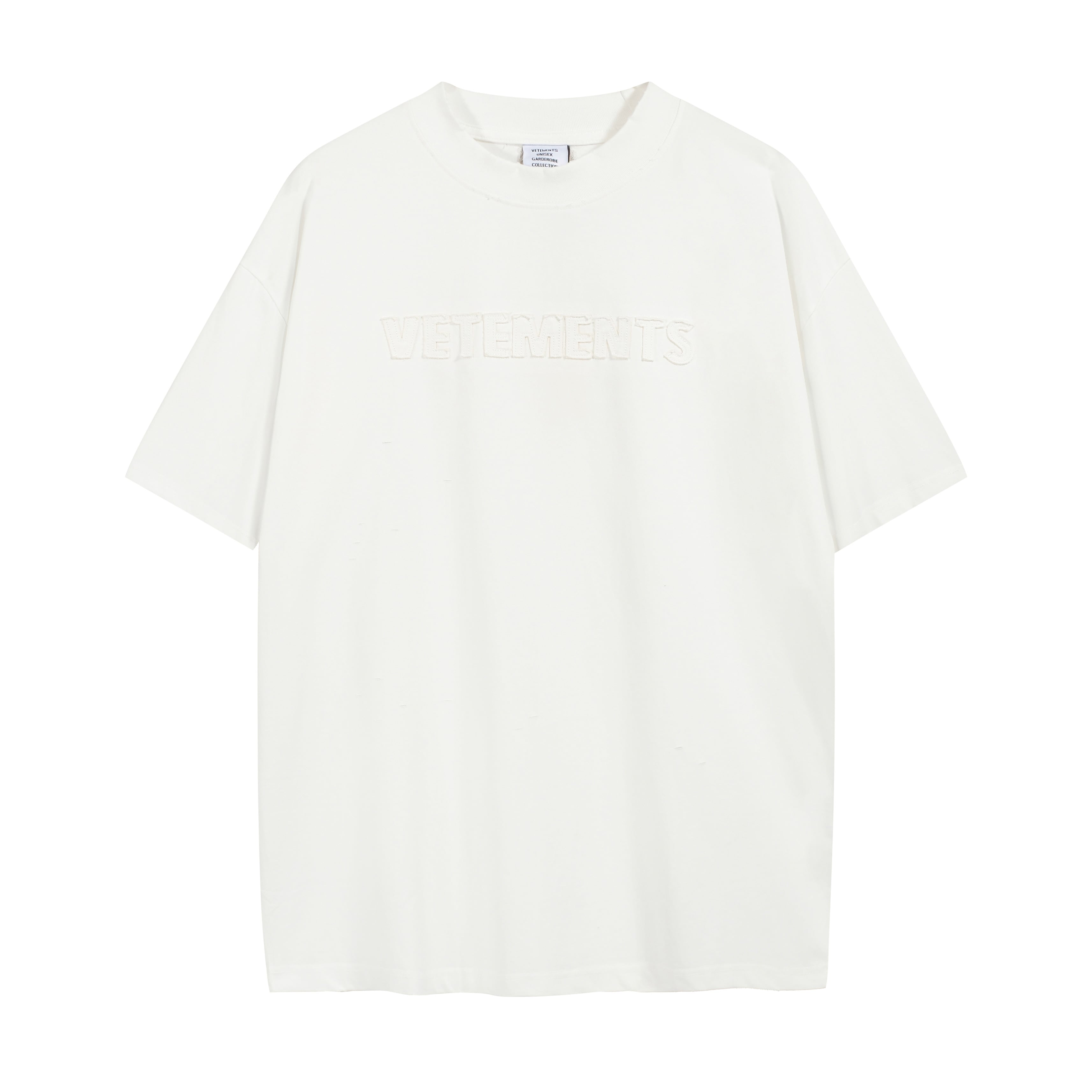 Vetements Black Oversized Embroidered Logo Distressed T-Shirt