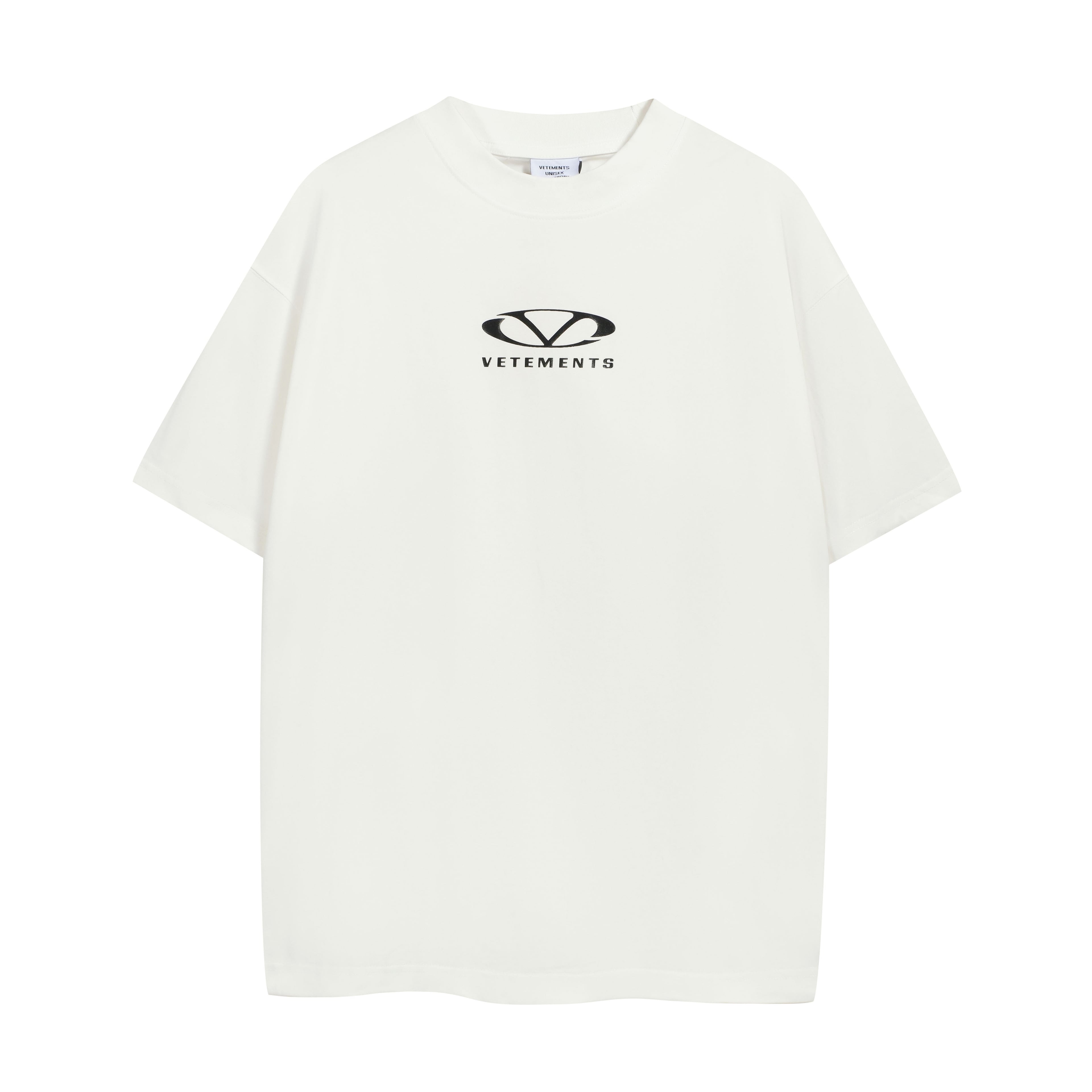 Vetements White Oversized Tonal Embroidered Logo T-Shirt
