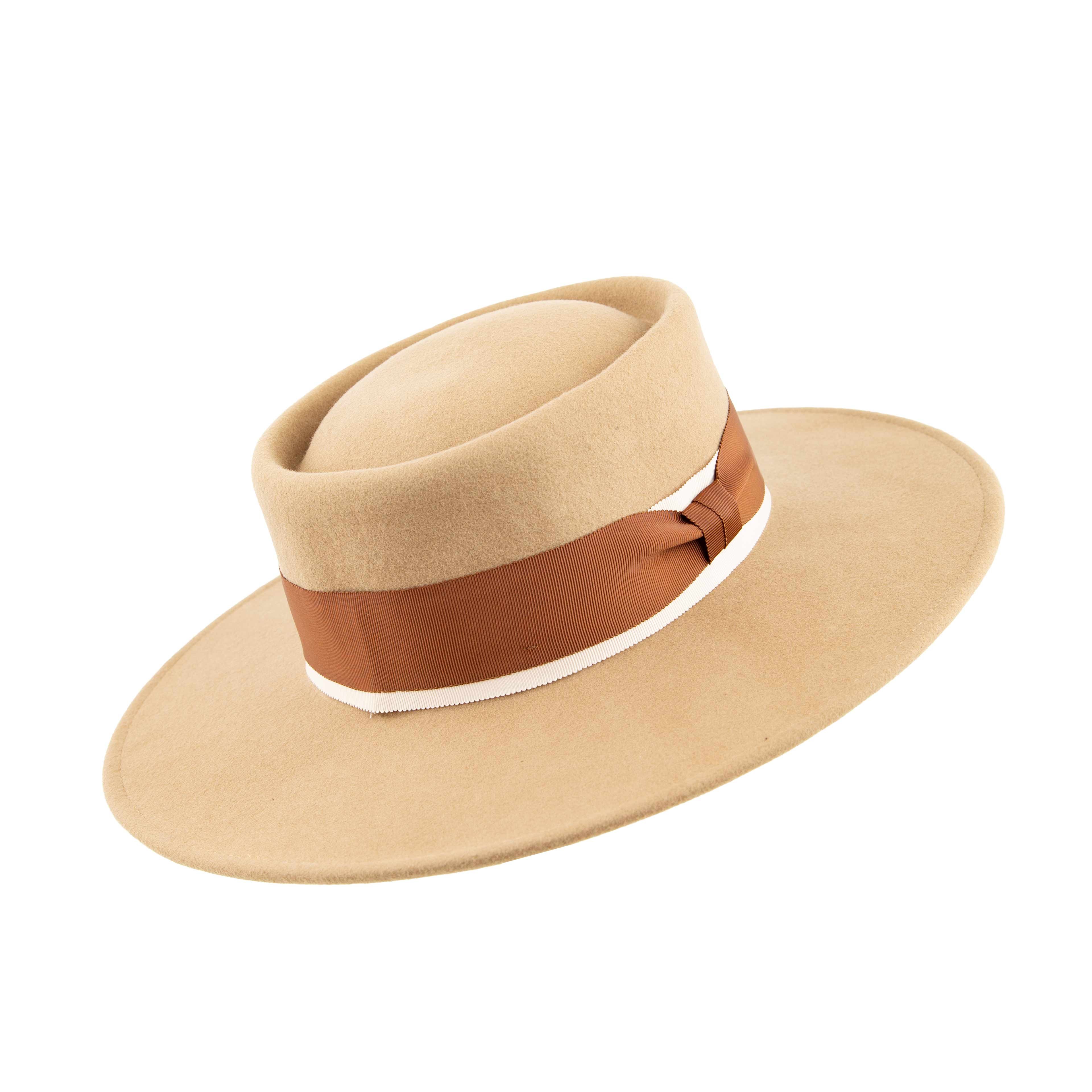 Elevate your wardrobe with our Camel Wool Felt Bolero Hat.