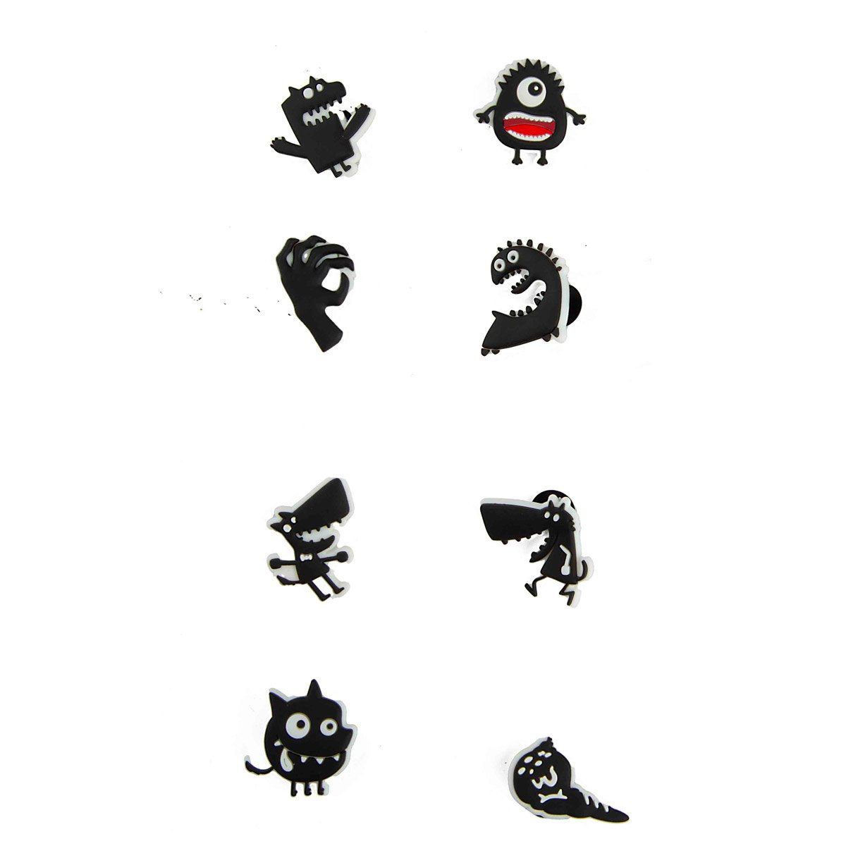 This is a collection of 8 individual Crocs Jibbitz™ charms, featuring characters from the classic animated series, Tom and Jerry, along with other iconic cartoons. 