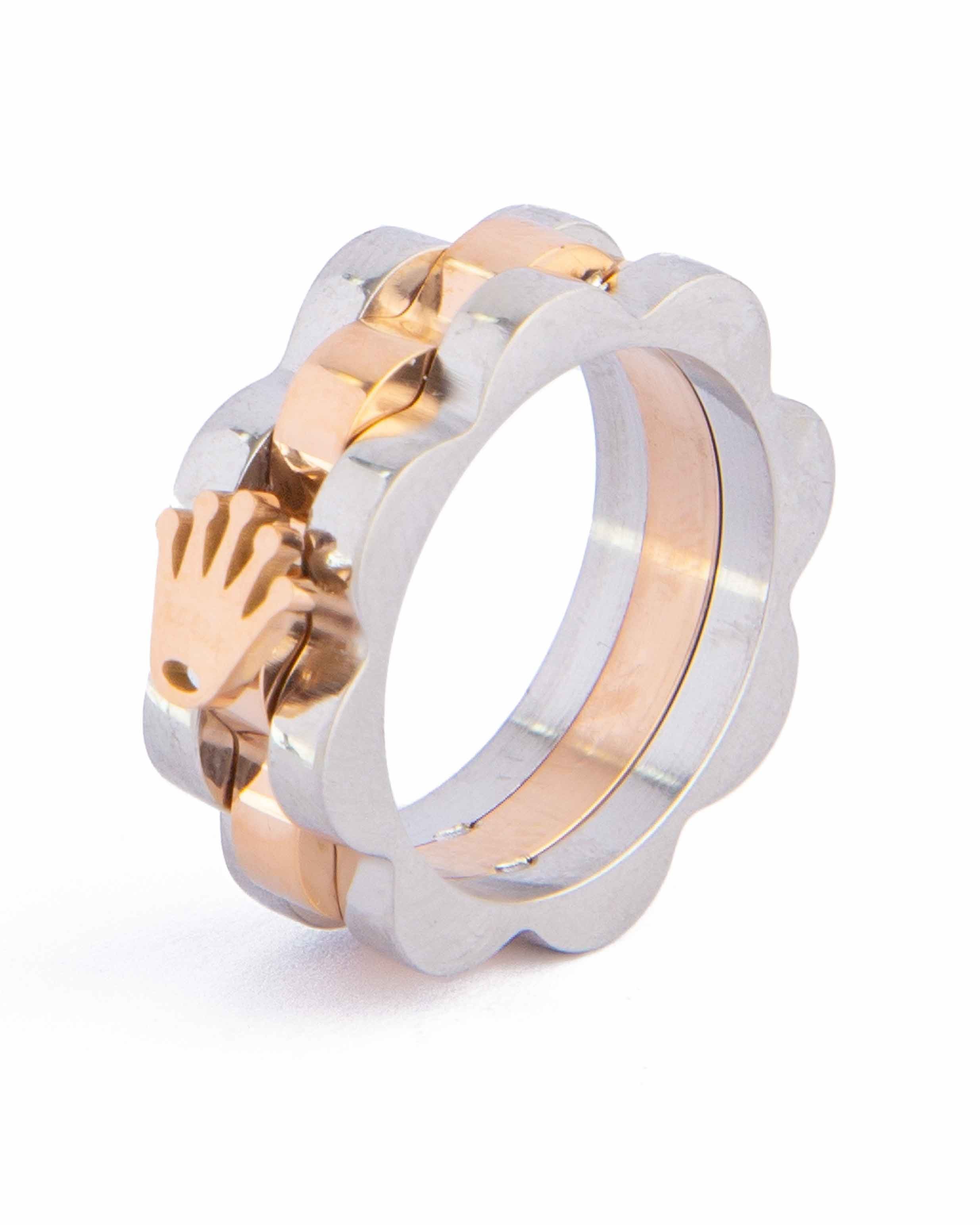 Intertwined Hands Stacking Ring Set, Silver Rose Gold