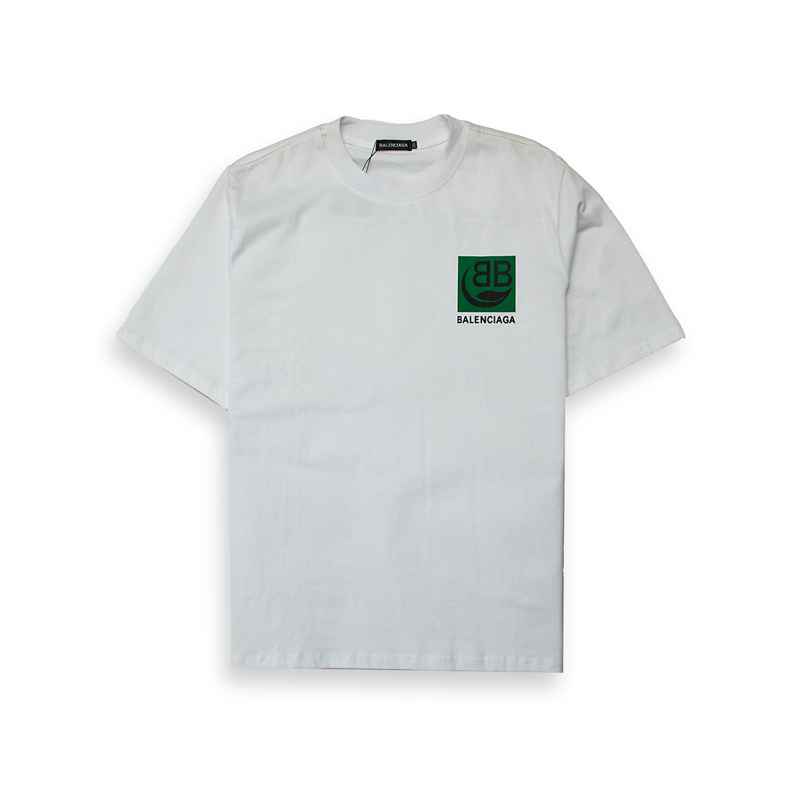 This is a premium, short-sleeved t-shirt from the luxury fashion house Balenciaga.