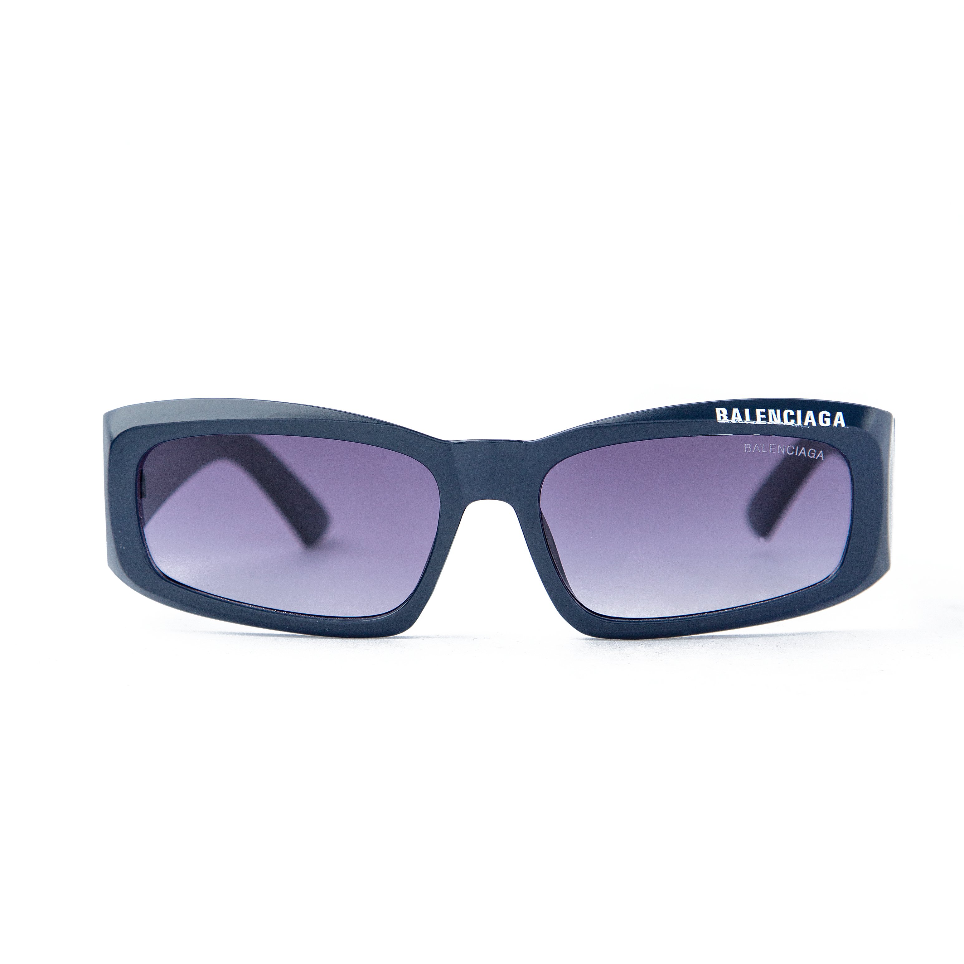 Balenciaga Navy Blue Rectangle Sunglasses,Shop now on Agu.ng