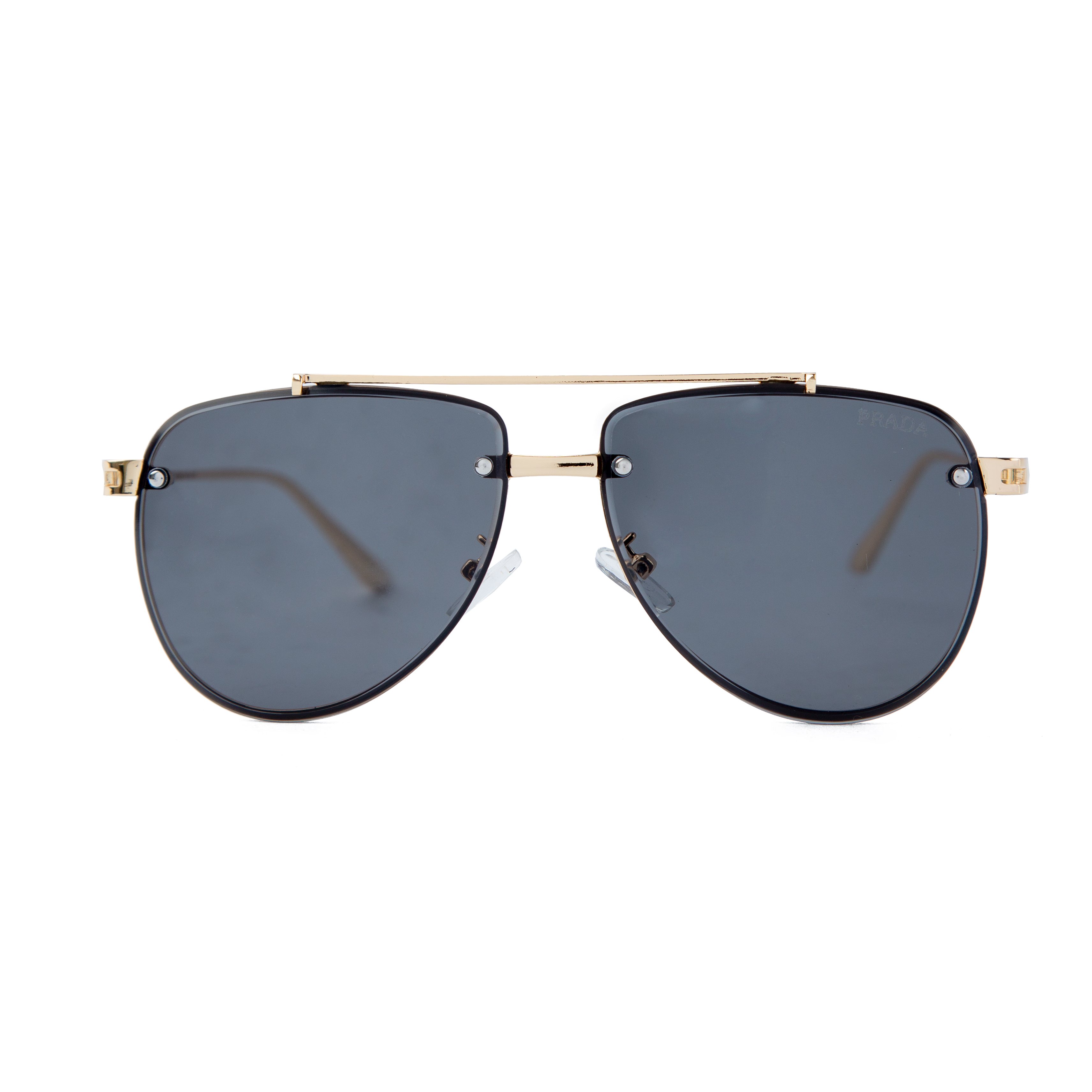Prada Gold Aviator Sunglasses with Dark Gray Lenses, Unisex