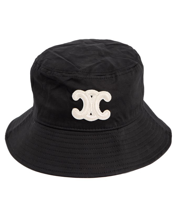 Celine Triomphe Bucket Hat, Black, Off-White Logo, Unisex